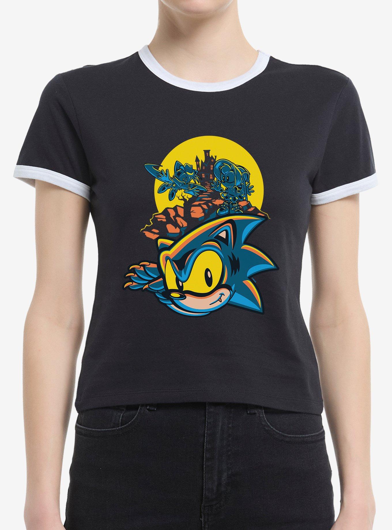 Sonic The Hedgehog Spooky Scary Halloween Womens Ringer T-Shirt, , hi-res