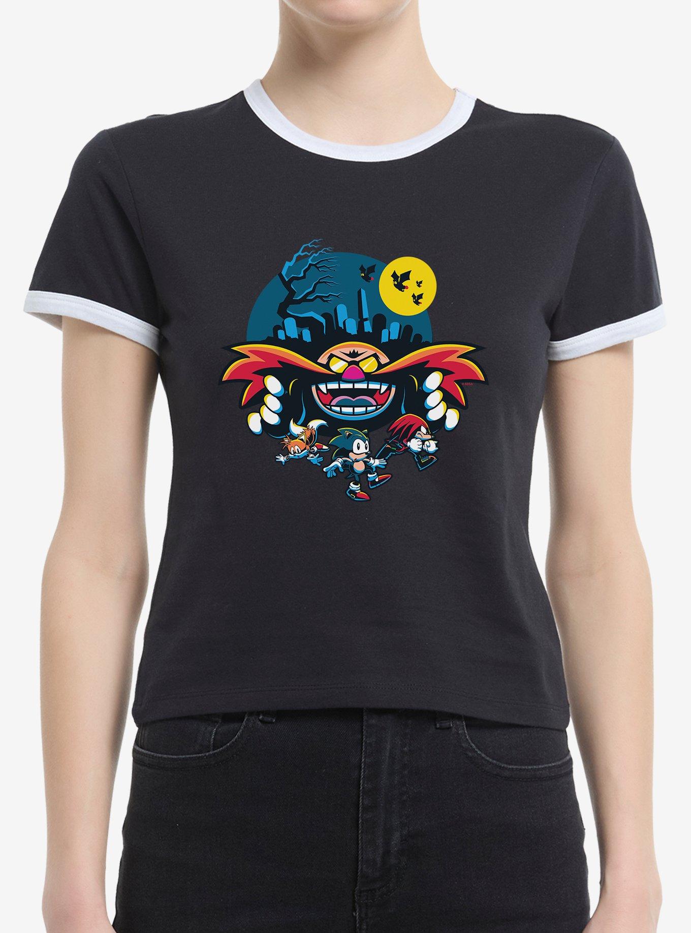 Sonic The Hedgehog Eggman Spooky Scary Halloween Womens Ringer T-Shirt, , hi-res