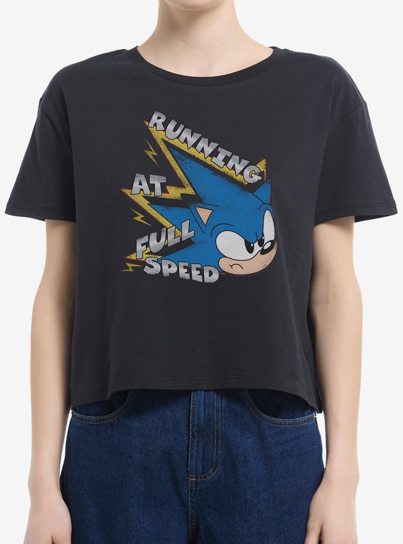 Sonic The Hedgehog Running At Full Speed Womens Boxy Crop T-Shirt, , hi-res