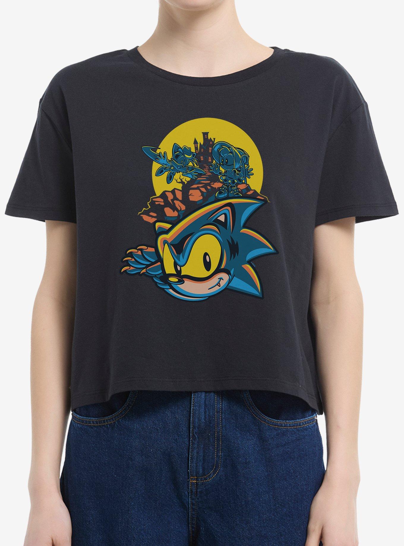 Sonic The Hedgehog Spooky Scary Halloween Womens Boxy Crop T-Shirt, , hi-res