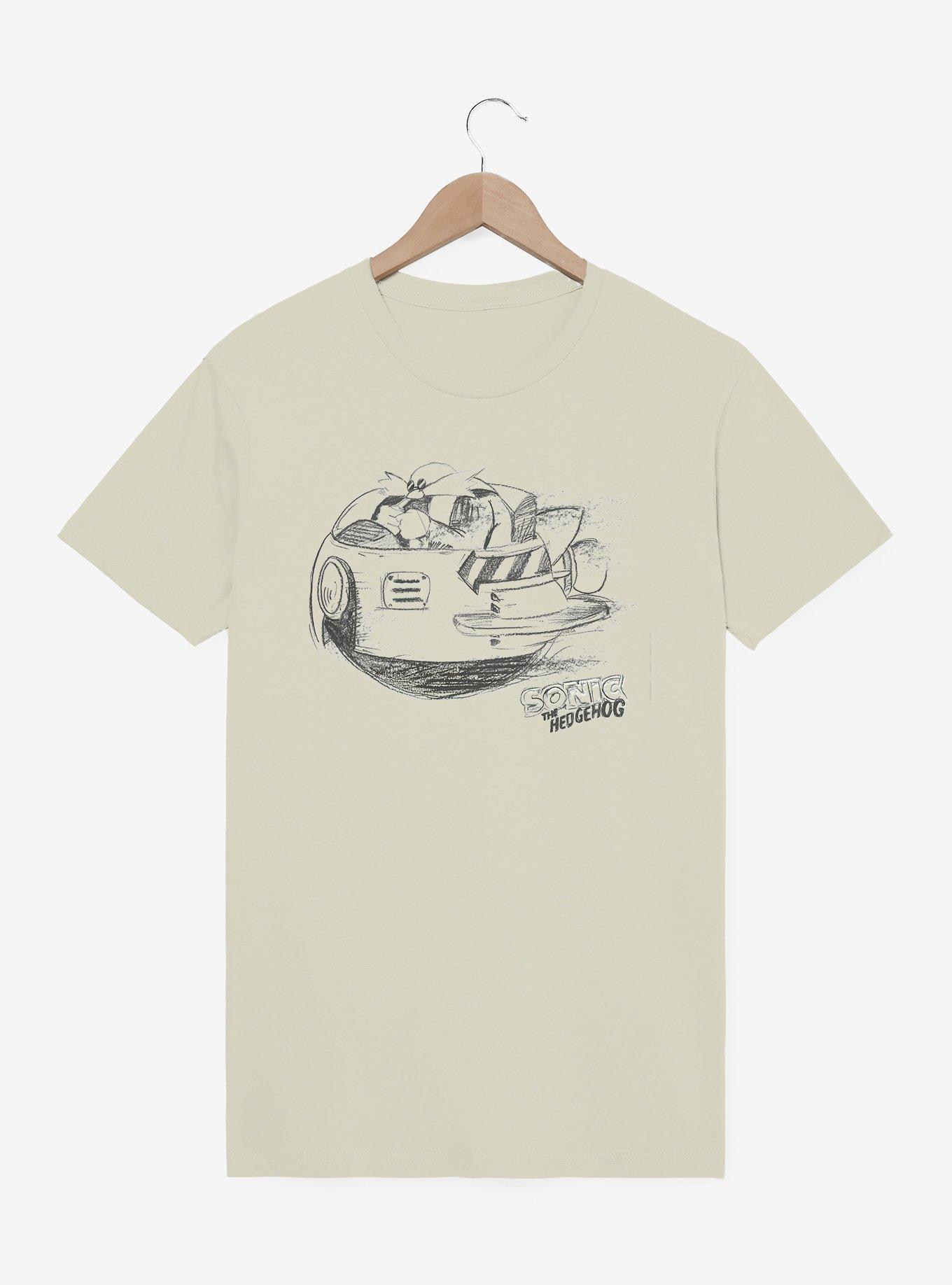 Sonic The Hedgehog Dr. Eggman Egg Mobile Artistic Sketch Garment Dye T-Shirt, , hi-res