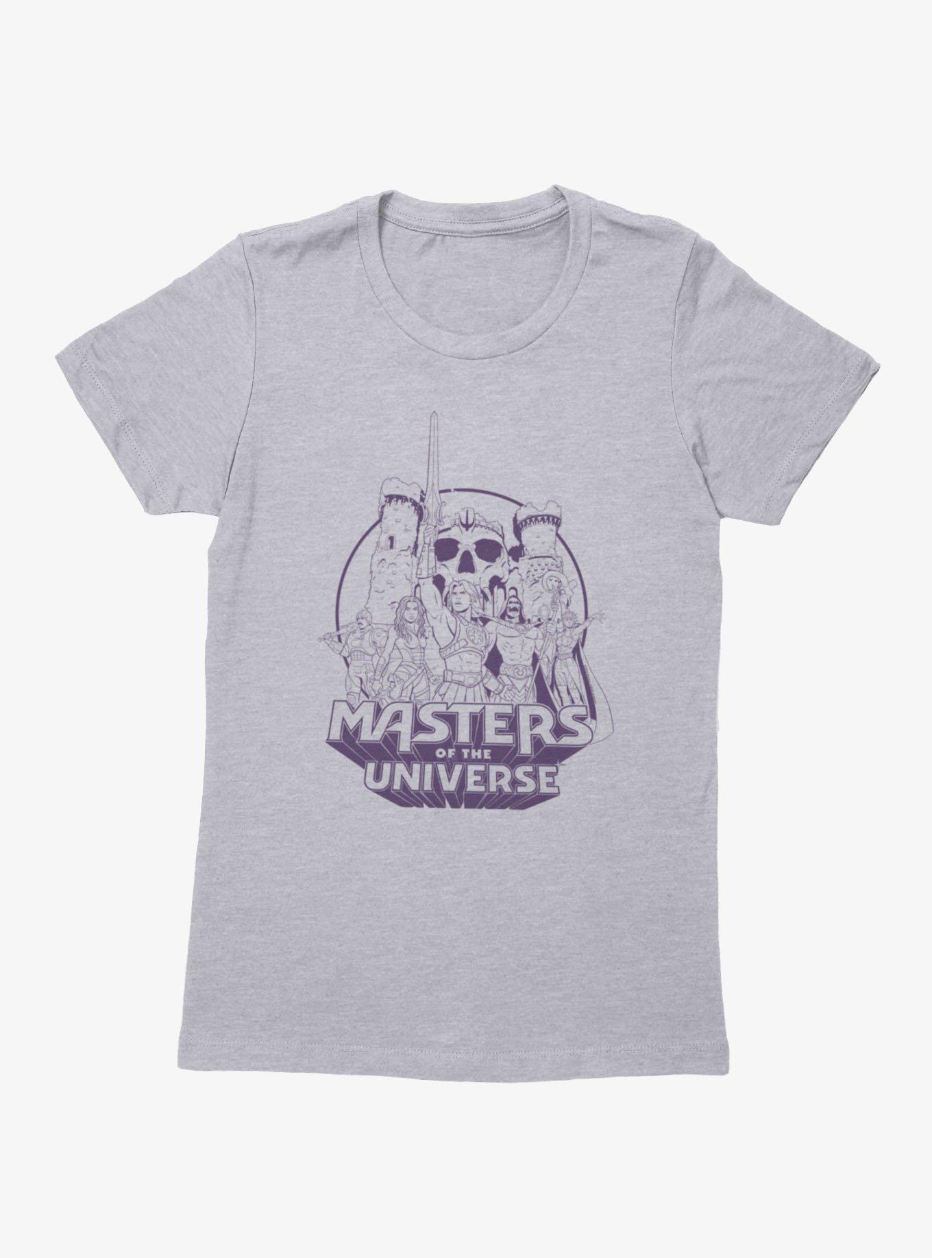 Masters Of The Universe He-Man Castle Grayskull Group Shot Outline Womens T-Shirt, , hi-res
