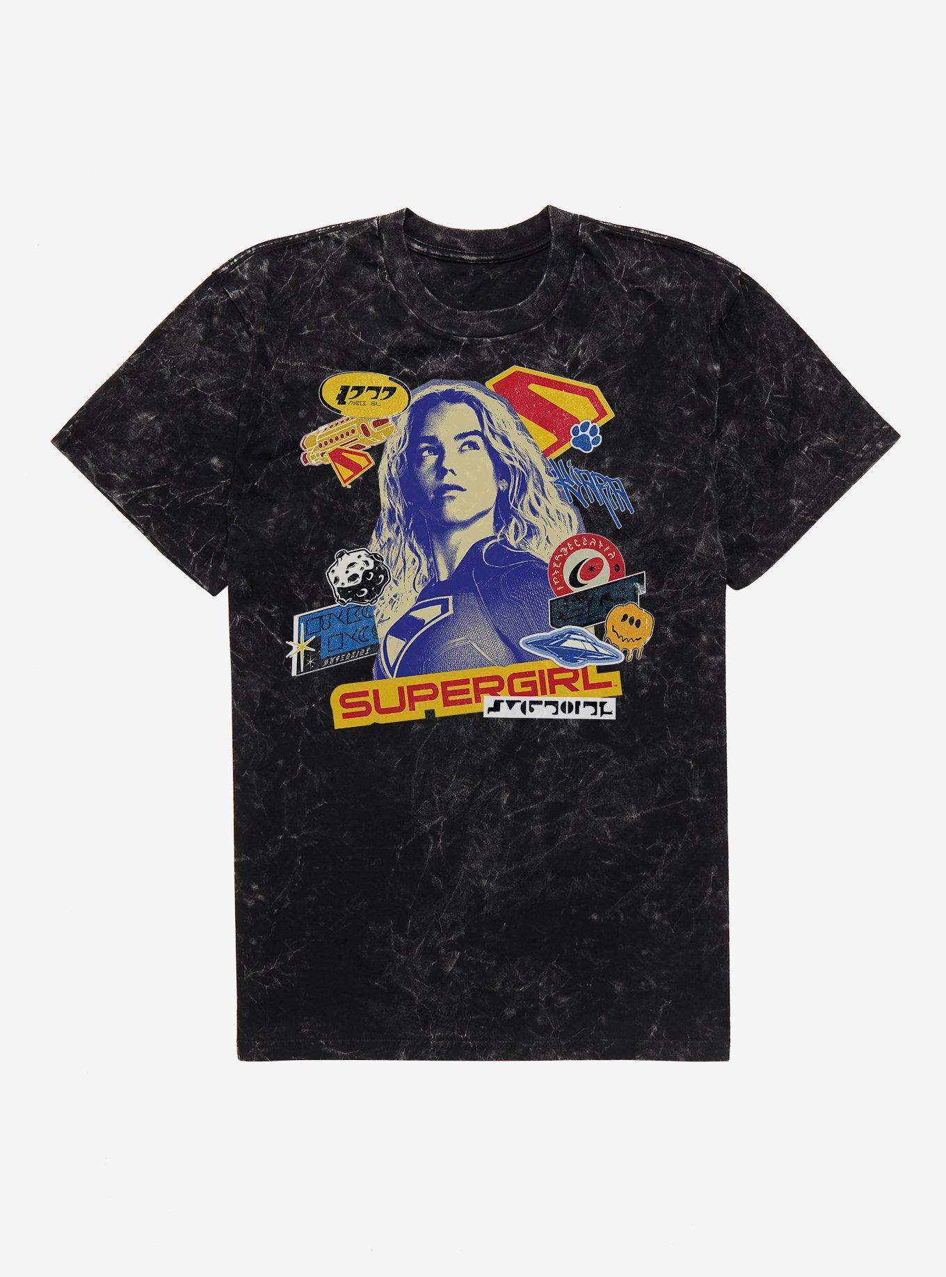 Supergirl Sticker Collage Mineral Wash T-Shirt, , hi-res
