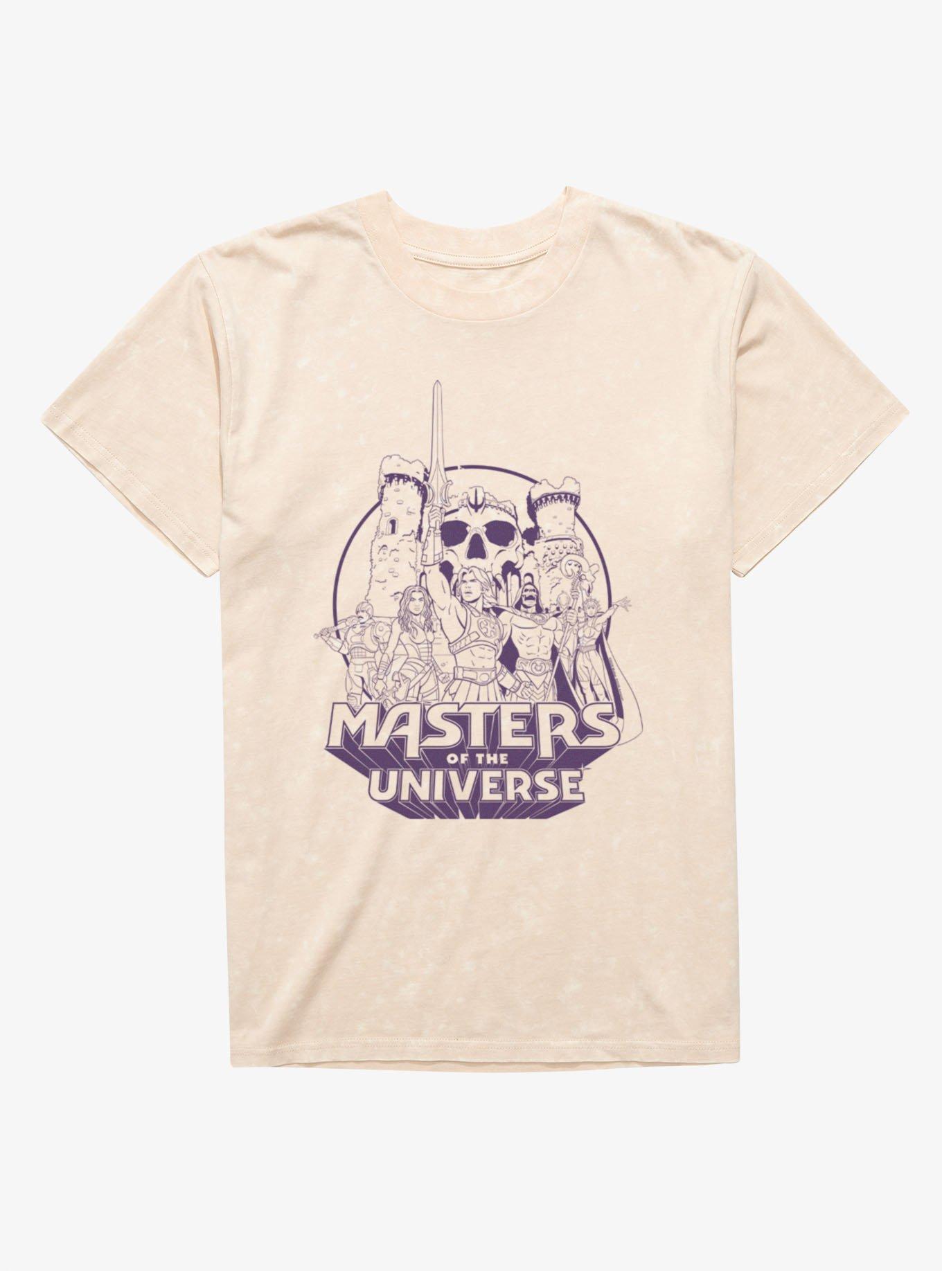 Masters Of The Universe He-Man Castle Grayskull Group Shot Outline Mineral Wash T-Shirt, , hi-res