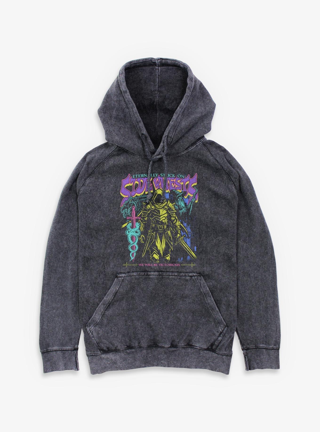 Eternally Stuck On Side Quests Mineral Wash Hoodie Hot Topic Exclusive, , hi-res