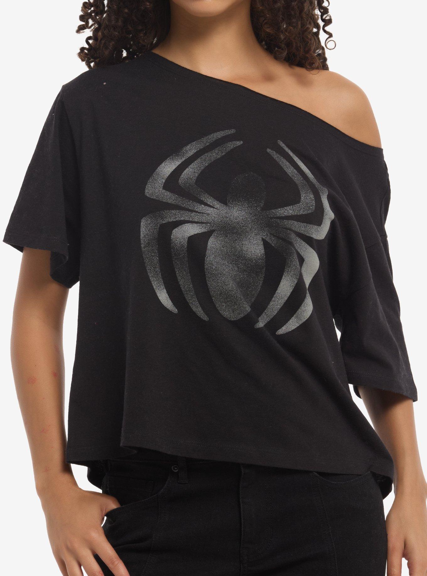 Marvel Spider-Man Logo Girls Off-Shoulder T-Shirt, , hi-res