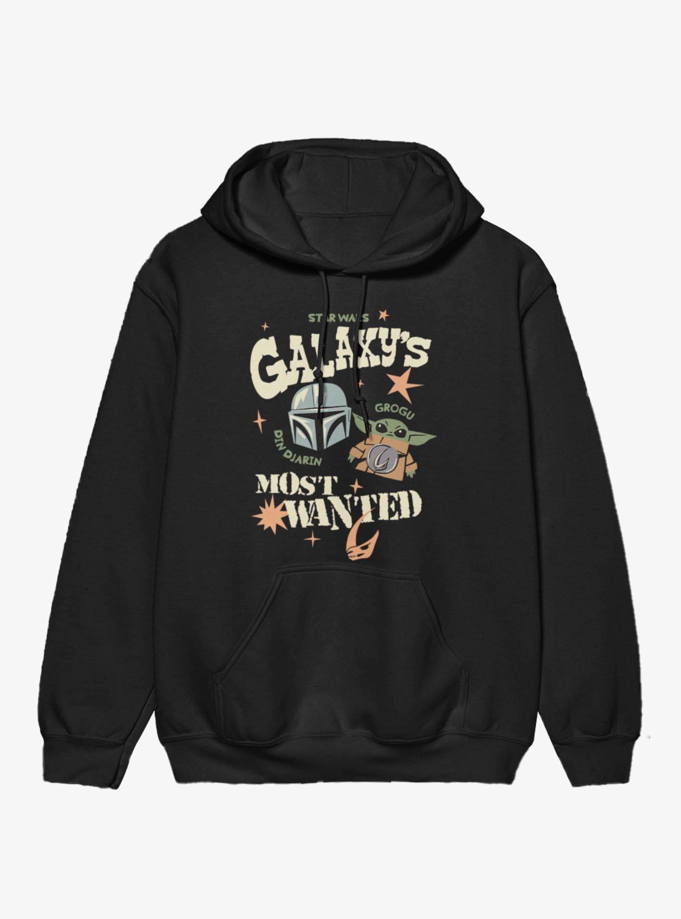 Star Wars The Mandalorian And Grogu Galaxys Most Wanted Cute Drawings Hoodie BoxLunch Exclusive, , hi-res