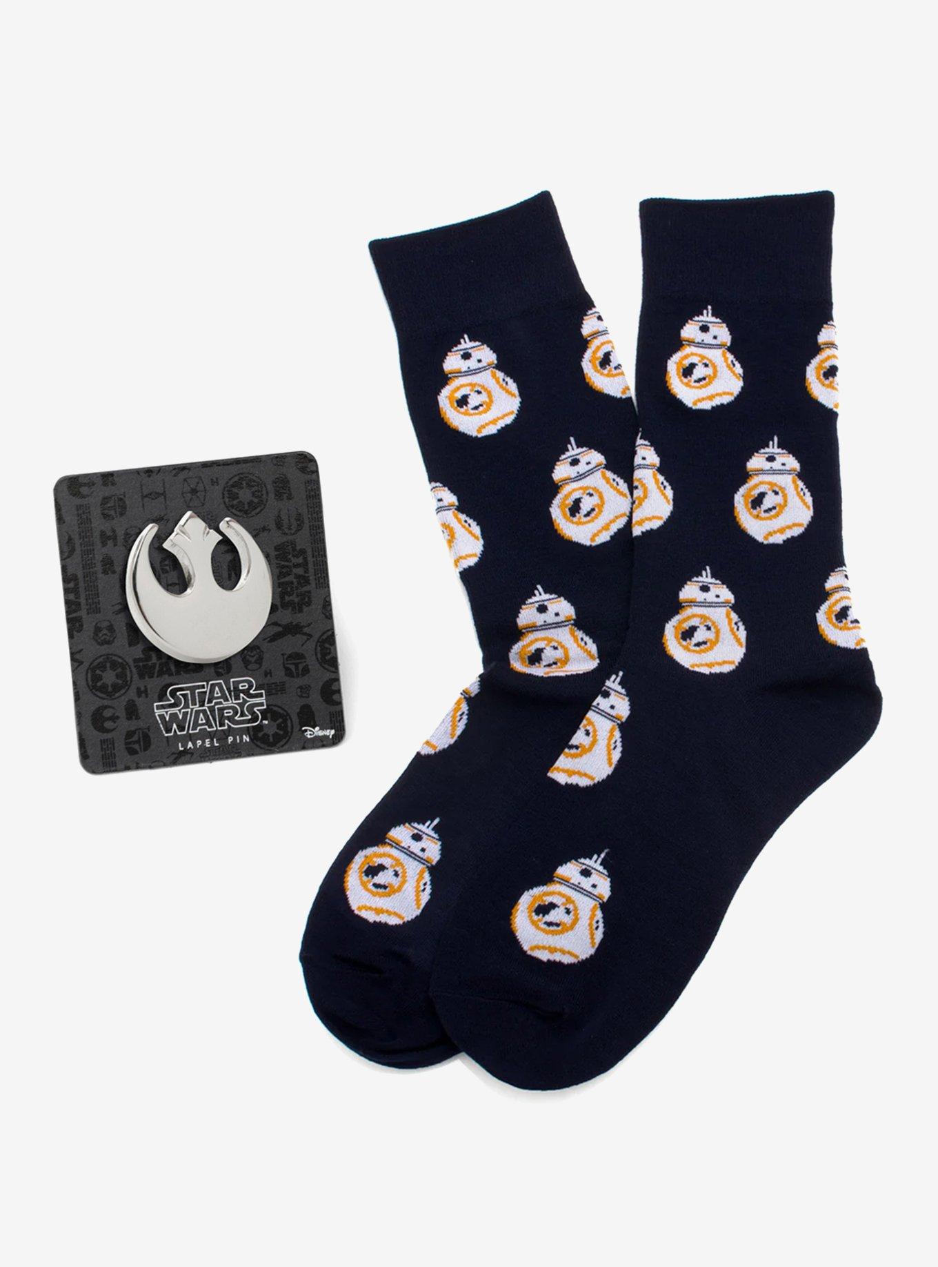 Star Wars BB-8 Navy Dress Socks and Rebel Alliance Starbird Crest Lapel Pin Gift Set, , hi-res