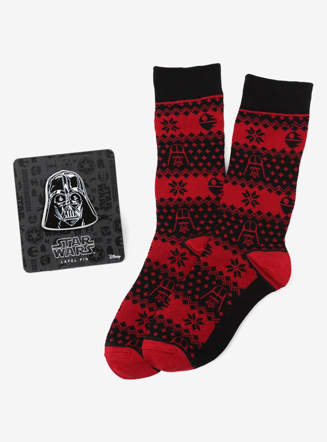 Star Wars Darth Vader Red and Black Holiday Dress Socks and Lapel Pin Gift Set, , hi-res