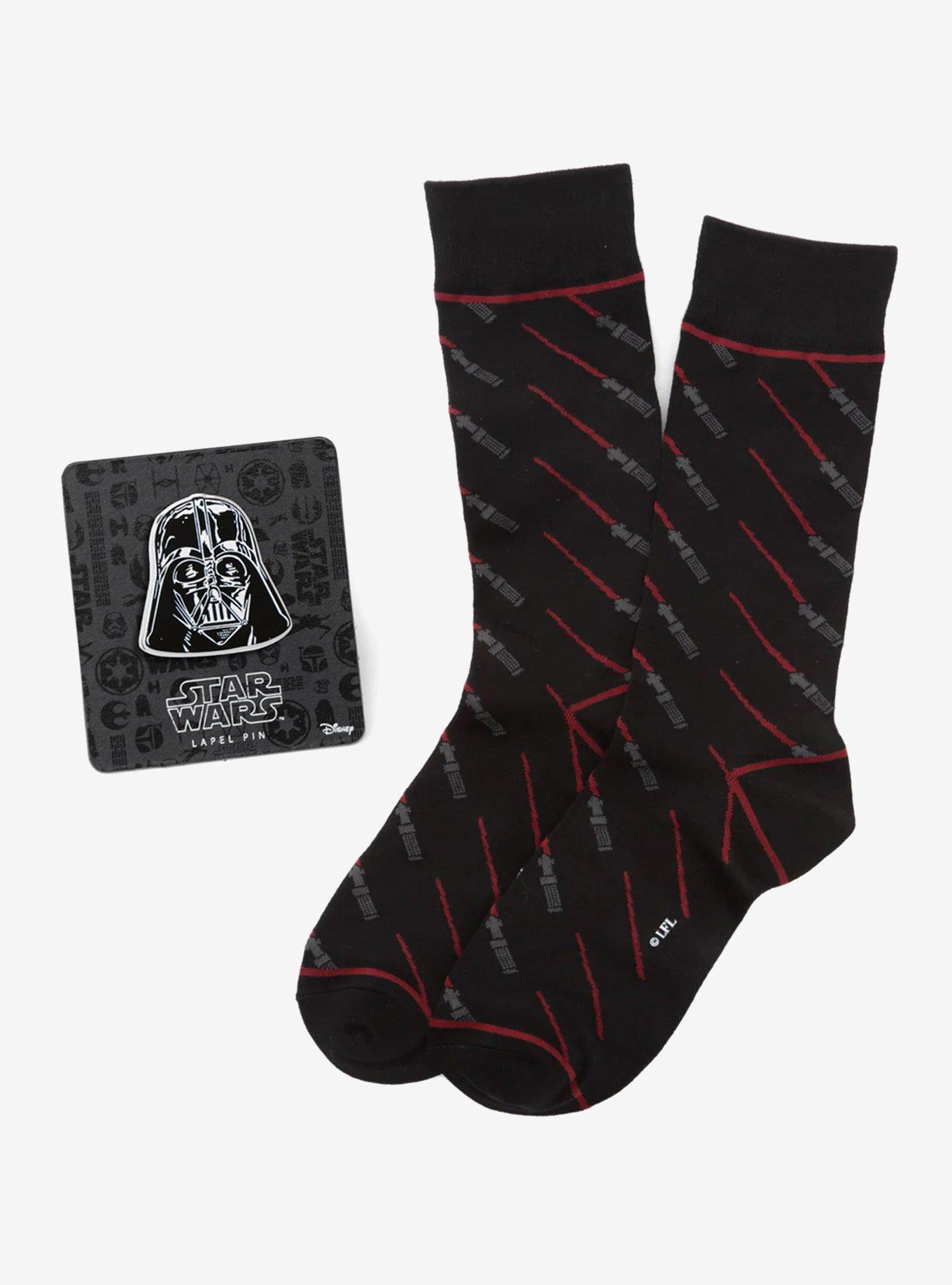 Star Wars Darth Vader Lightsaber Black Socks and Lapel Pin Gift Set, , hi-res
