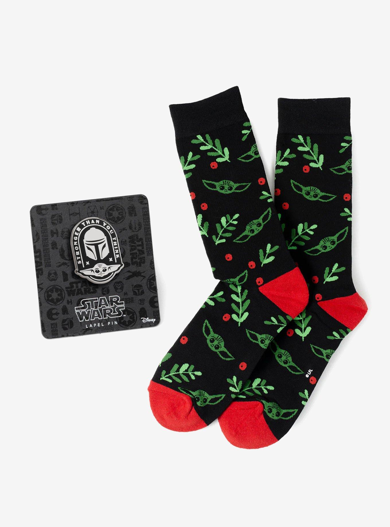 Star Wars Mandalorian Grogu Holiday Dress Socks and Lapel Pin Gift Set, , hi-res
