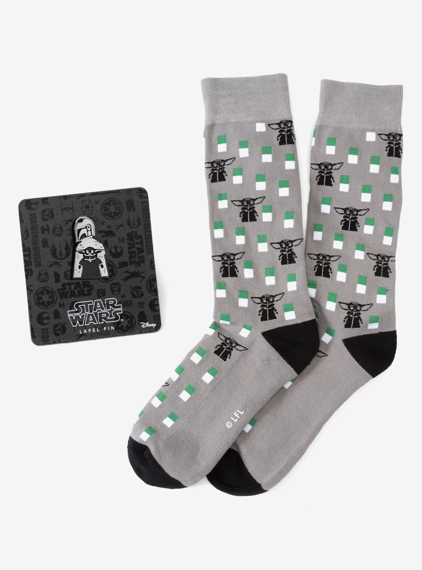 Star Wars Mandalorian and Grogu Gray Dress Socks and Lapel Pin Gift Set, , hi-res