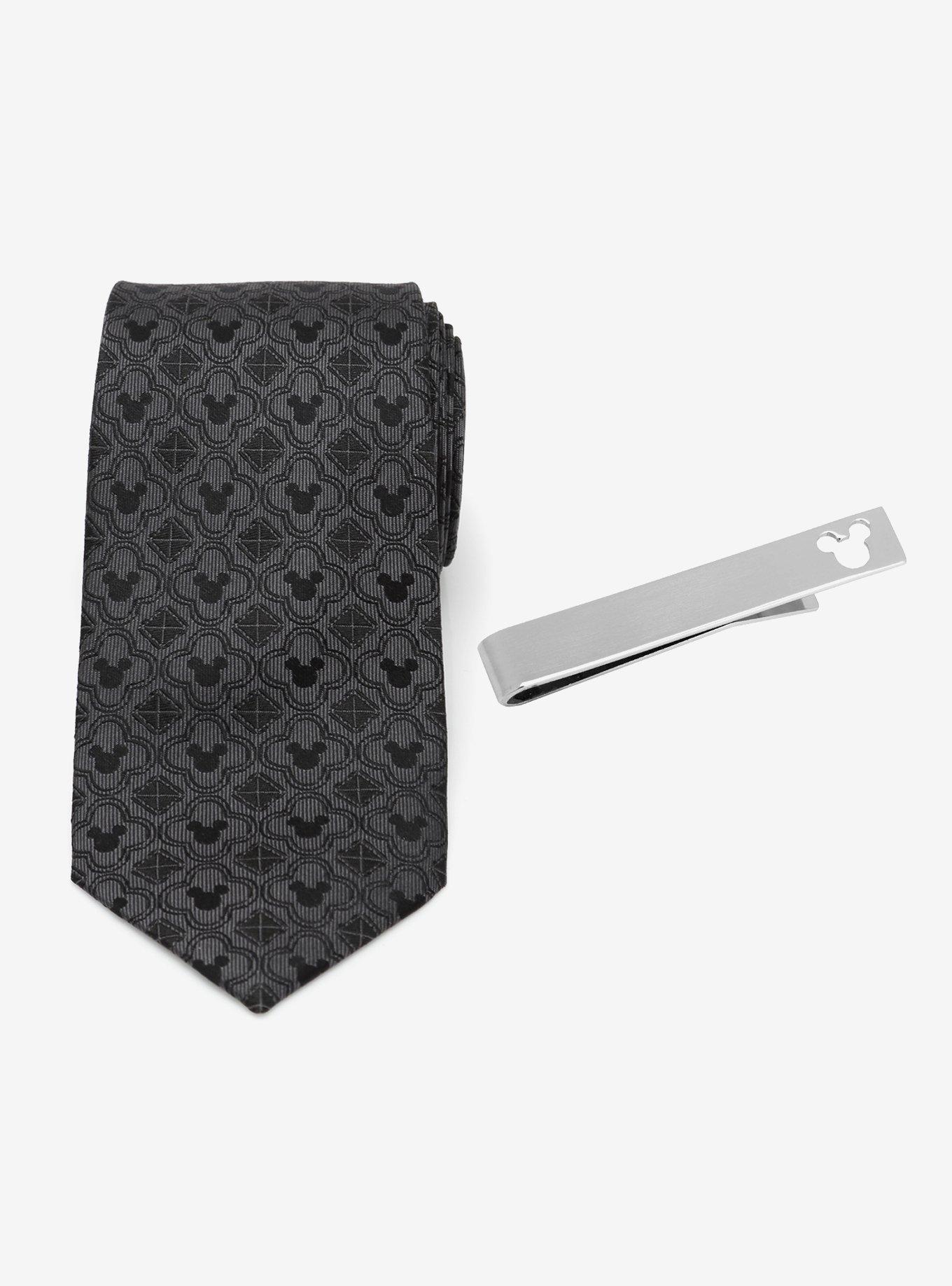 Disney Mickey Mouse Silk Black Necktie and Tie Bar Gift Set, , hi-res