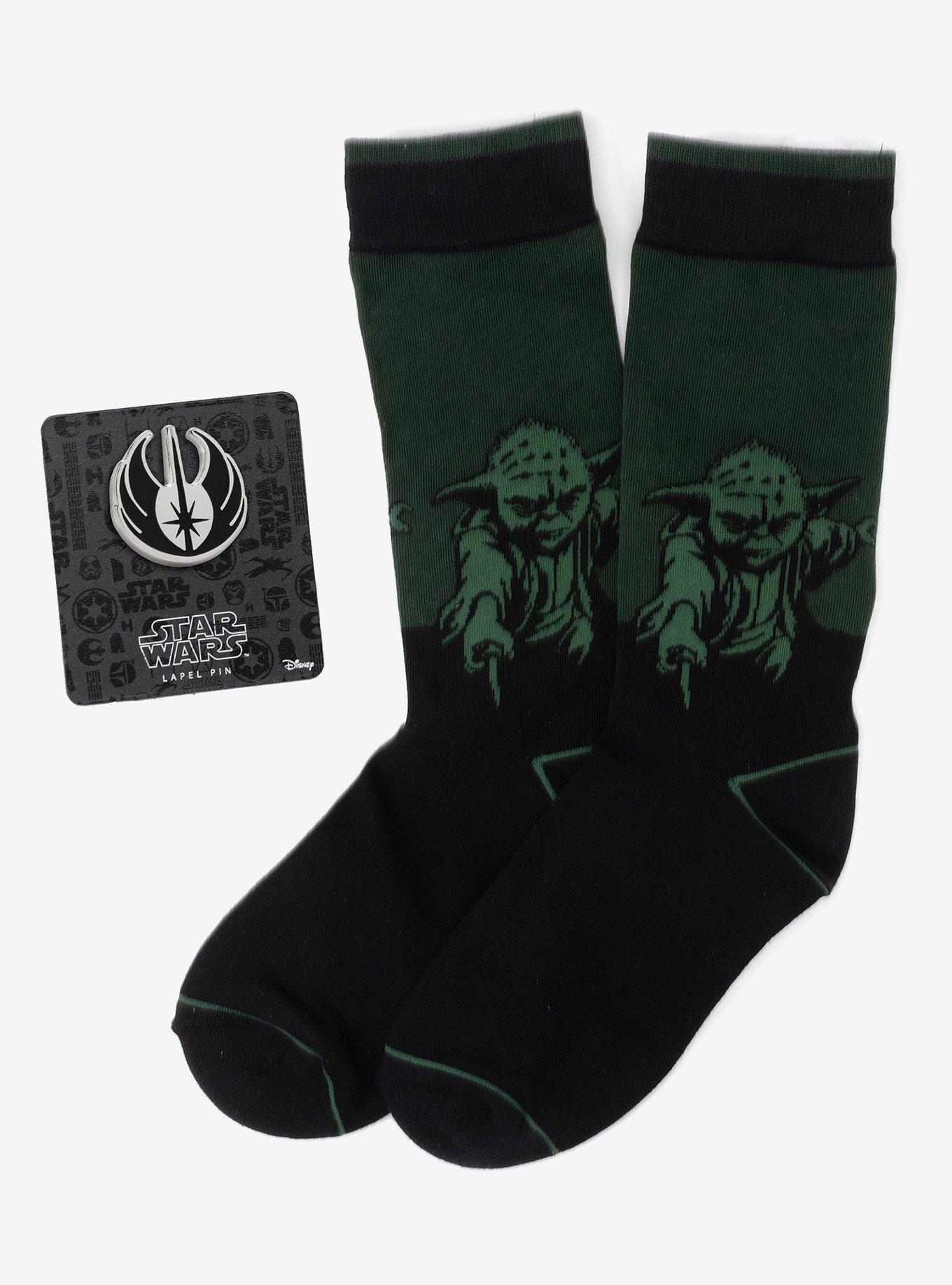 Star Wars Yoda Green Dress Socks and Jedi Order Crest Lapel Pin Gift Set, , hi-res