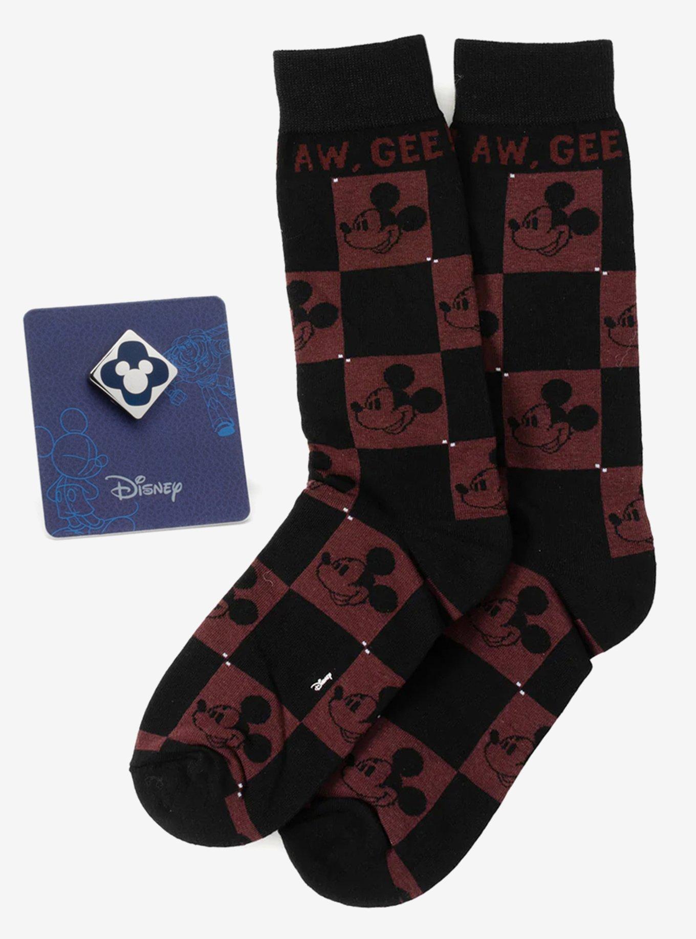 Disney Mickey Mouse Red Check Sock and Mickey Blue Lapel Pin Gift Set, , hi-res