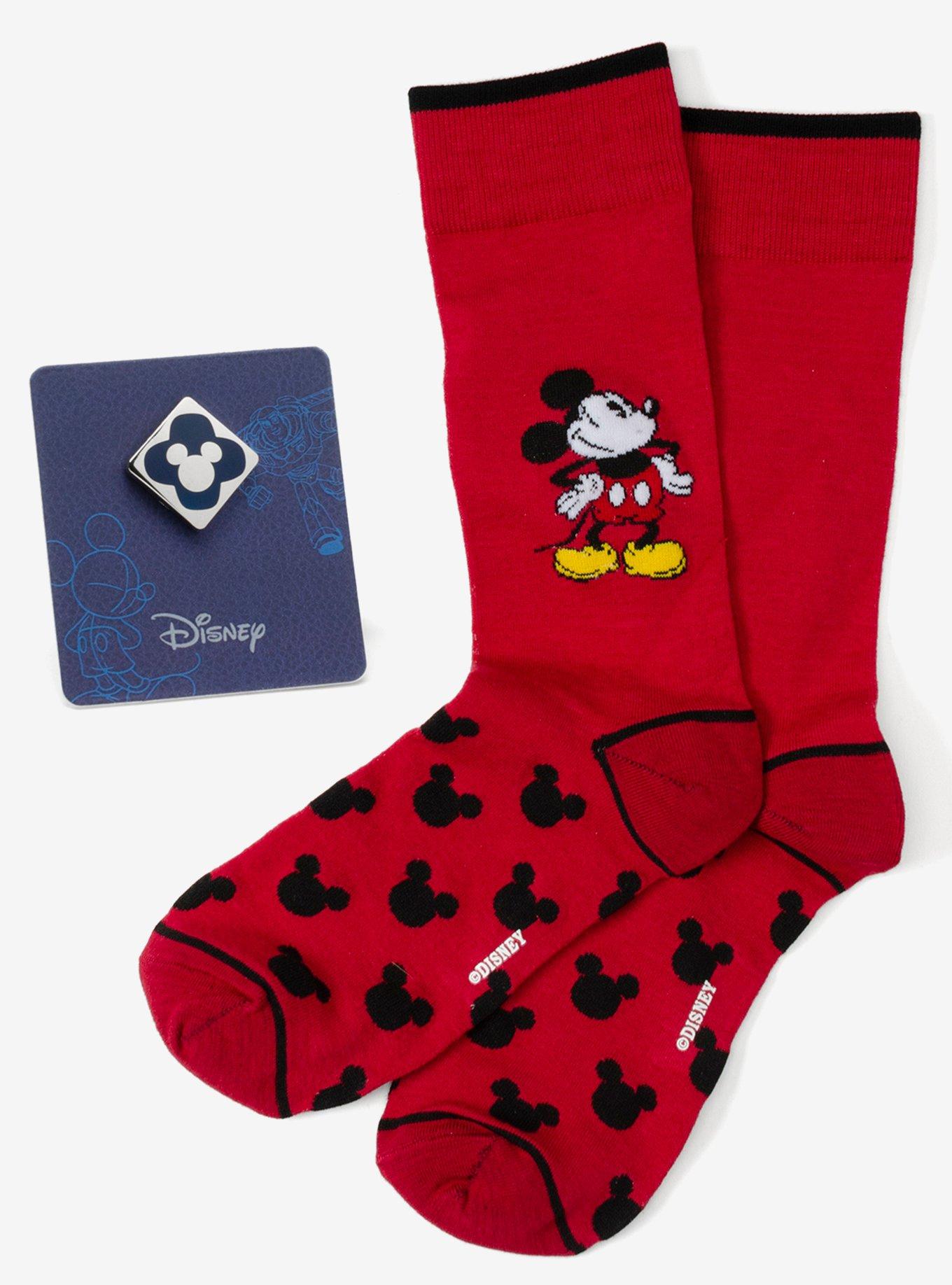Disney Mickey Mouse Pie-Eyed Red Sock and Mickey Blue Lapel Pin Gift Set, , hi-res