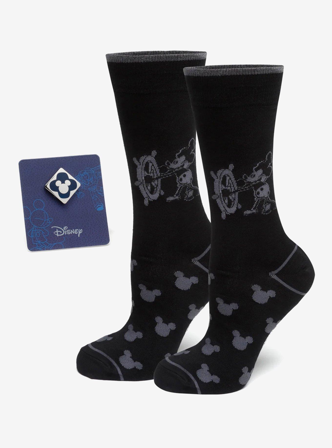 Disney Mickey Mouse Steamboat Willie Sock and Mickey Blue Lapel Pin Gift Set, , hi-res