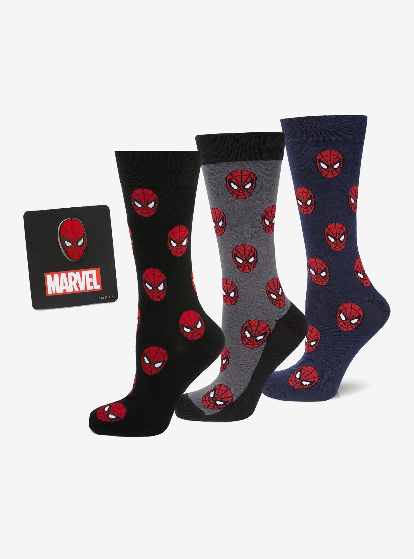 Marvel Spider Man 3 Pack Socks and Lapel Pin Gift Set, , hi-res