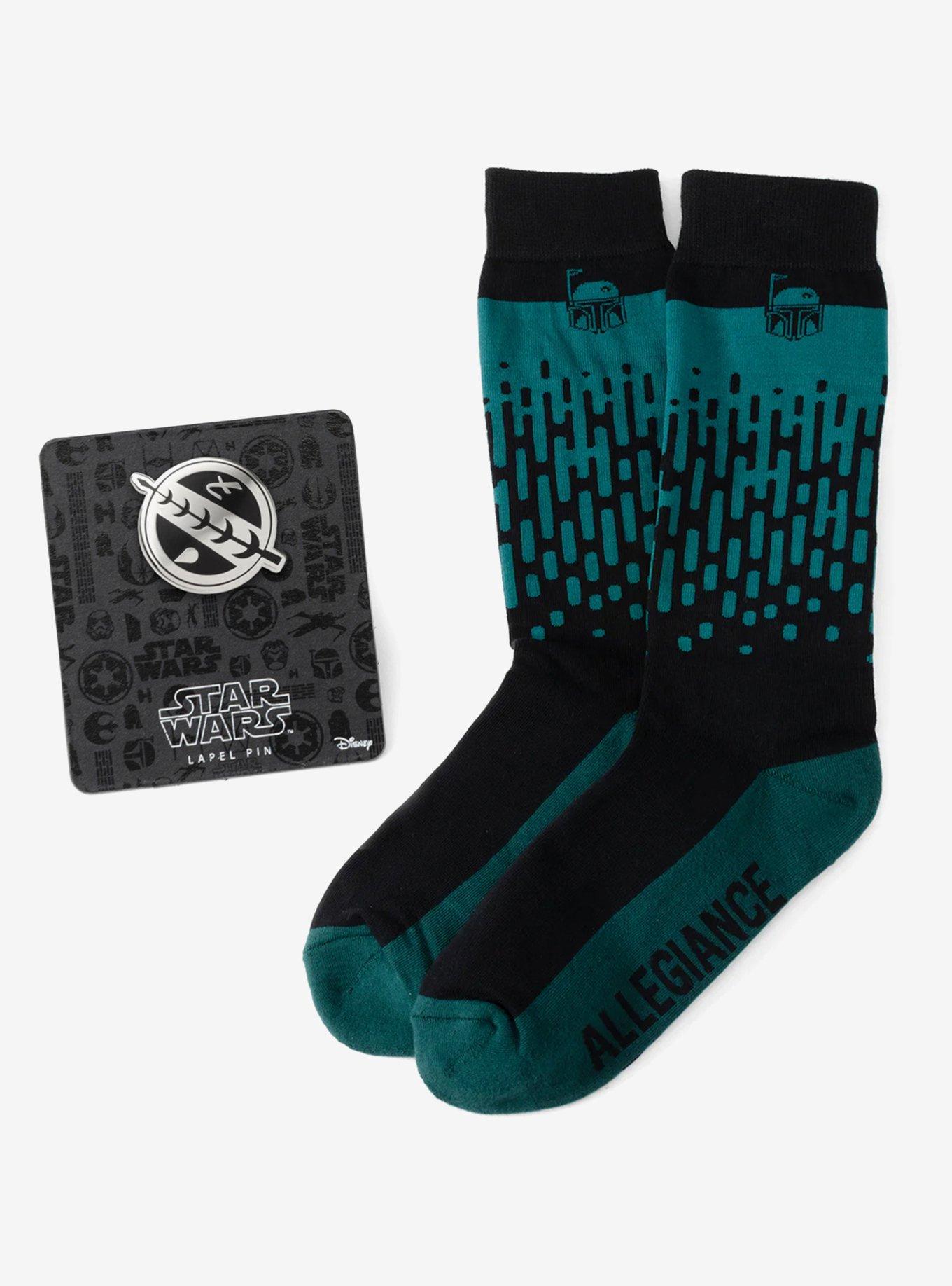 Star Wars Boba Fett Green Dress Socks and Crest Lapel Pin Gift Set, , hi-res