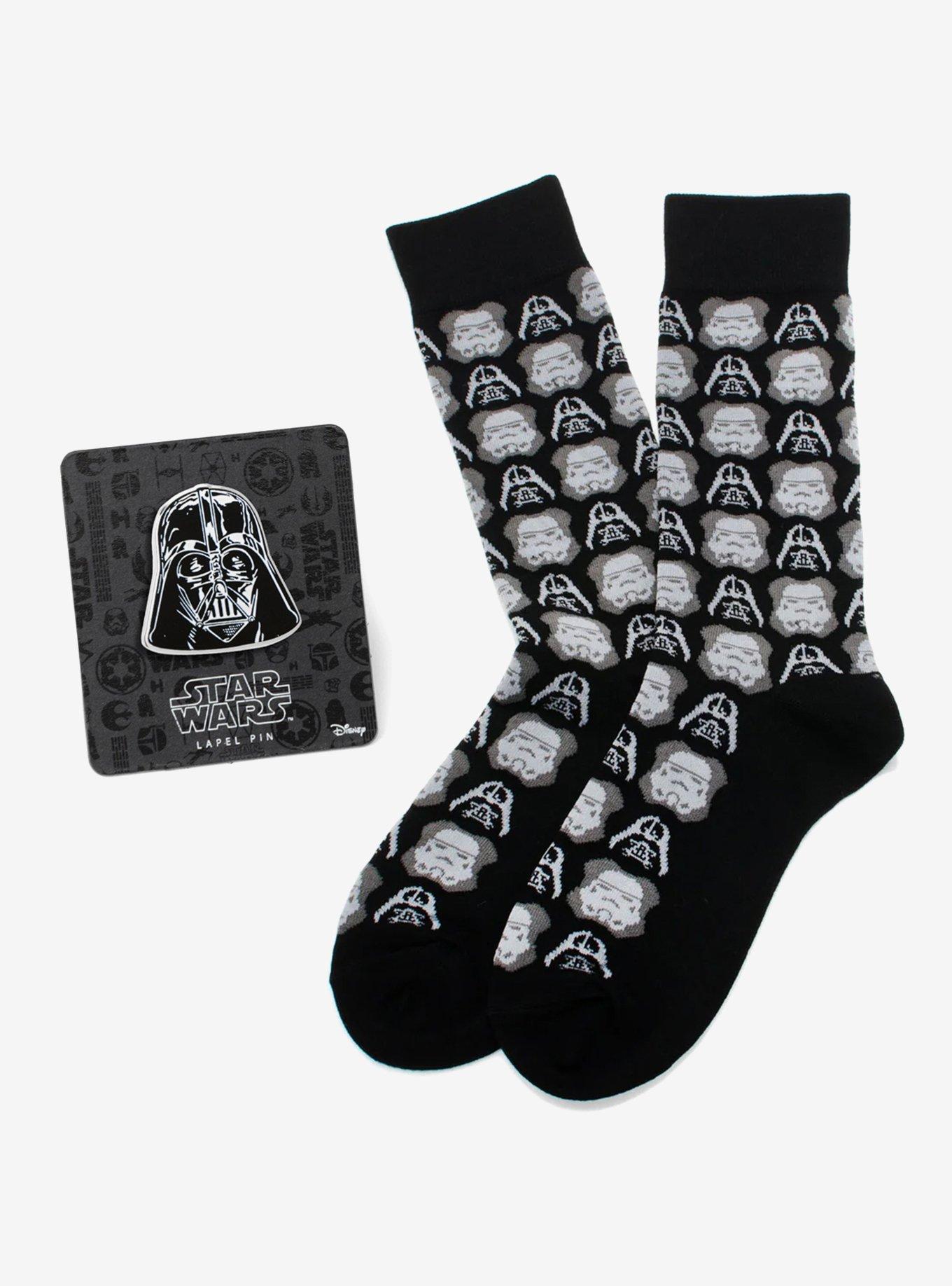 Star Wars Darth Vader and Stormtrooper Black Dress Socks and Darth Vader Lapel Pin Gift Set, , hi-res