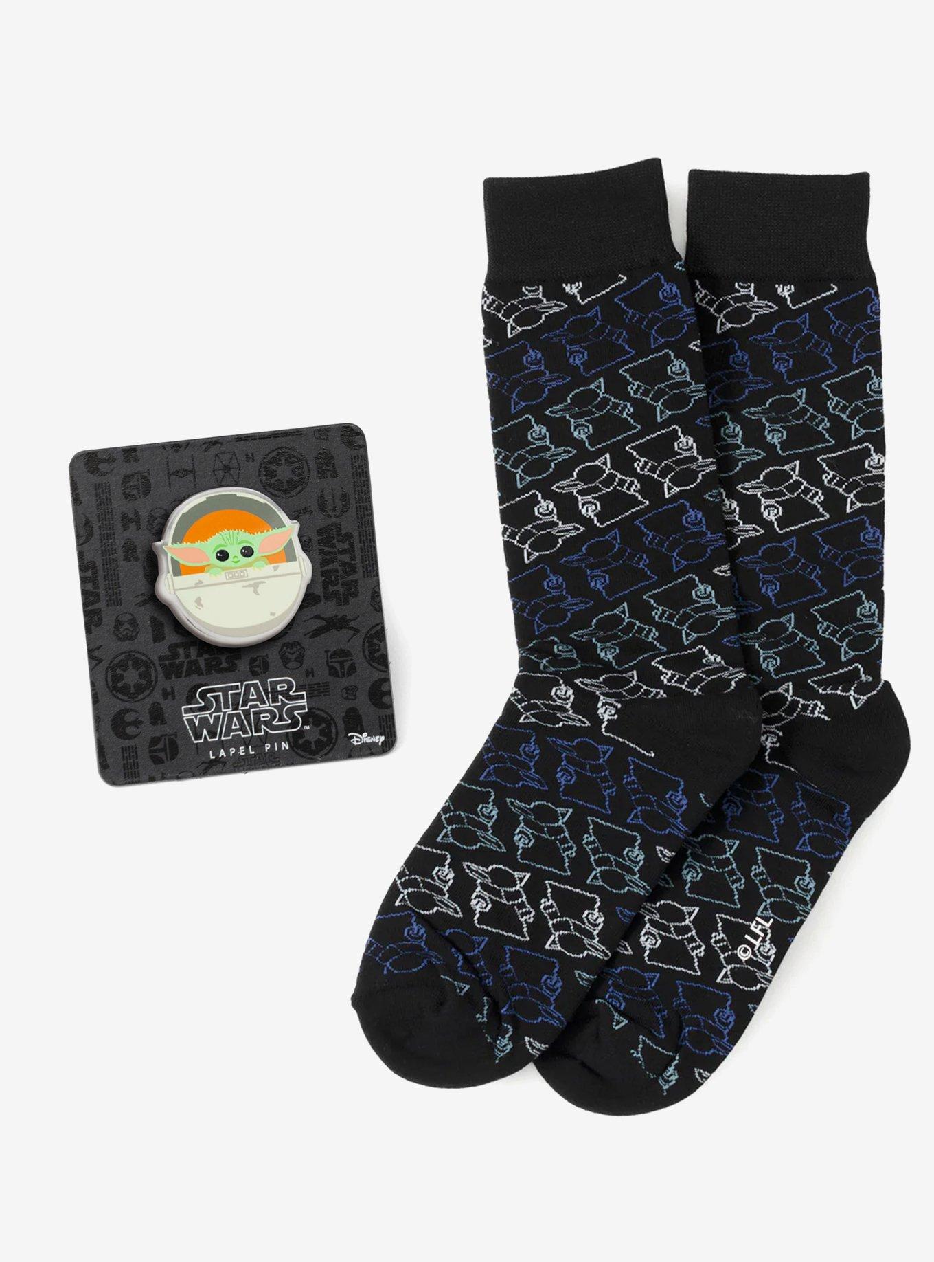 Star Wars Grogu Black Dress Socks and Lapel Pin Gift Set, , hi-res