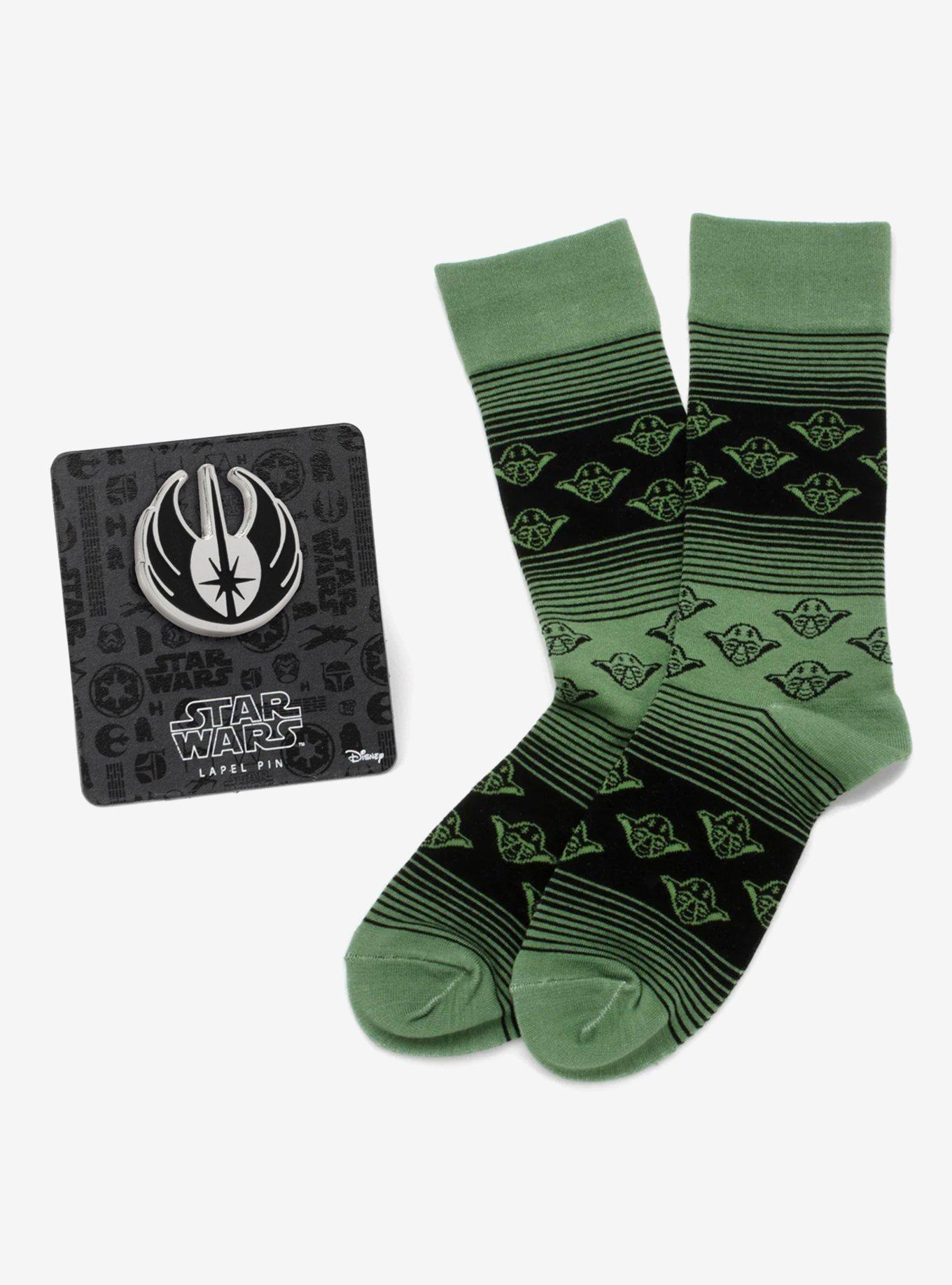 Star Wars Yoda Green and Black Ombre Pattern Dress Socks with Jedi Crest Lapel Pin, , hi-res