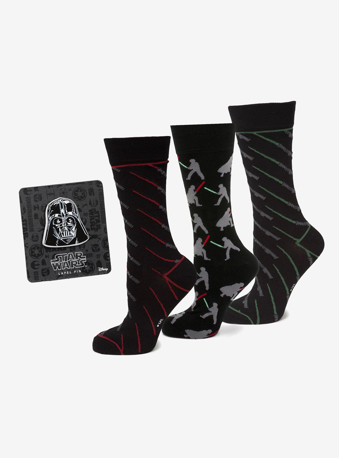 Star Wars Lightsaber Battle Dress Socks and Darth Vader Lapel Pin Gift Set, , hi-res
