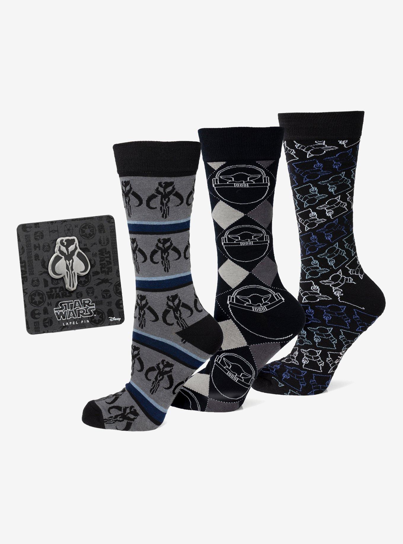Star Wars Mandalorian 3-Pack Dress Sock and Mythosaur Lapel Pin Gift Set, , hi-res