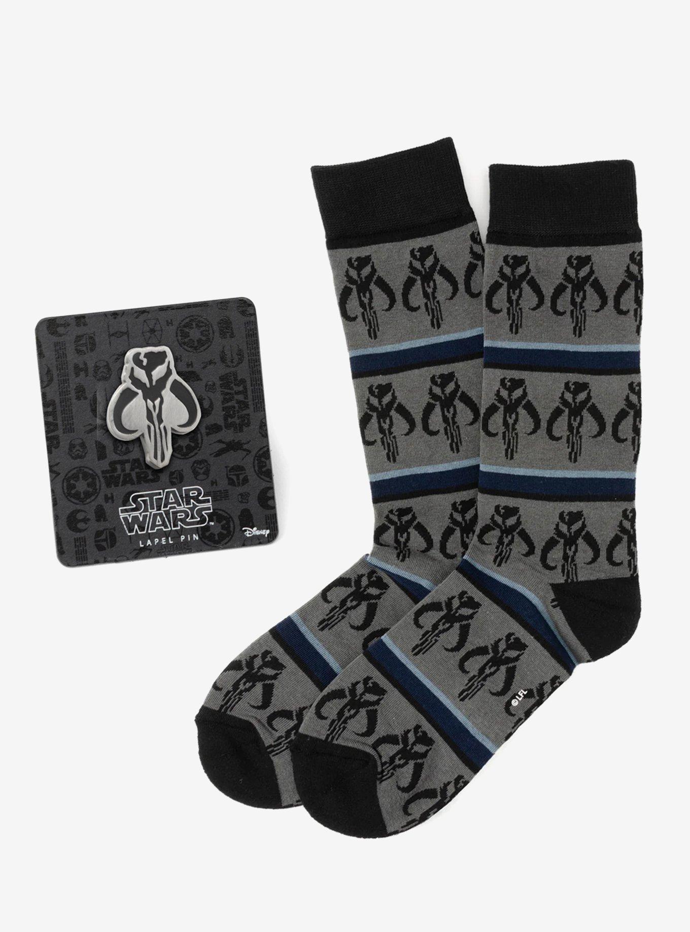 Star Wars Mandalorian Mythosaur Striped Dress Socks and Lapel Pin Gift Set, , hi-res