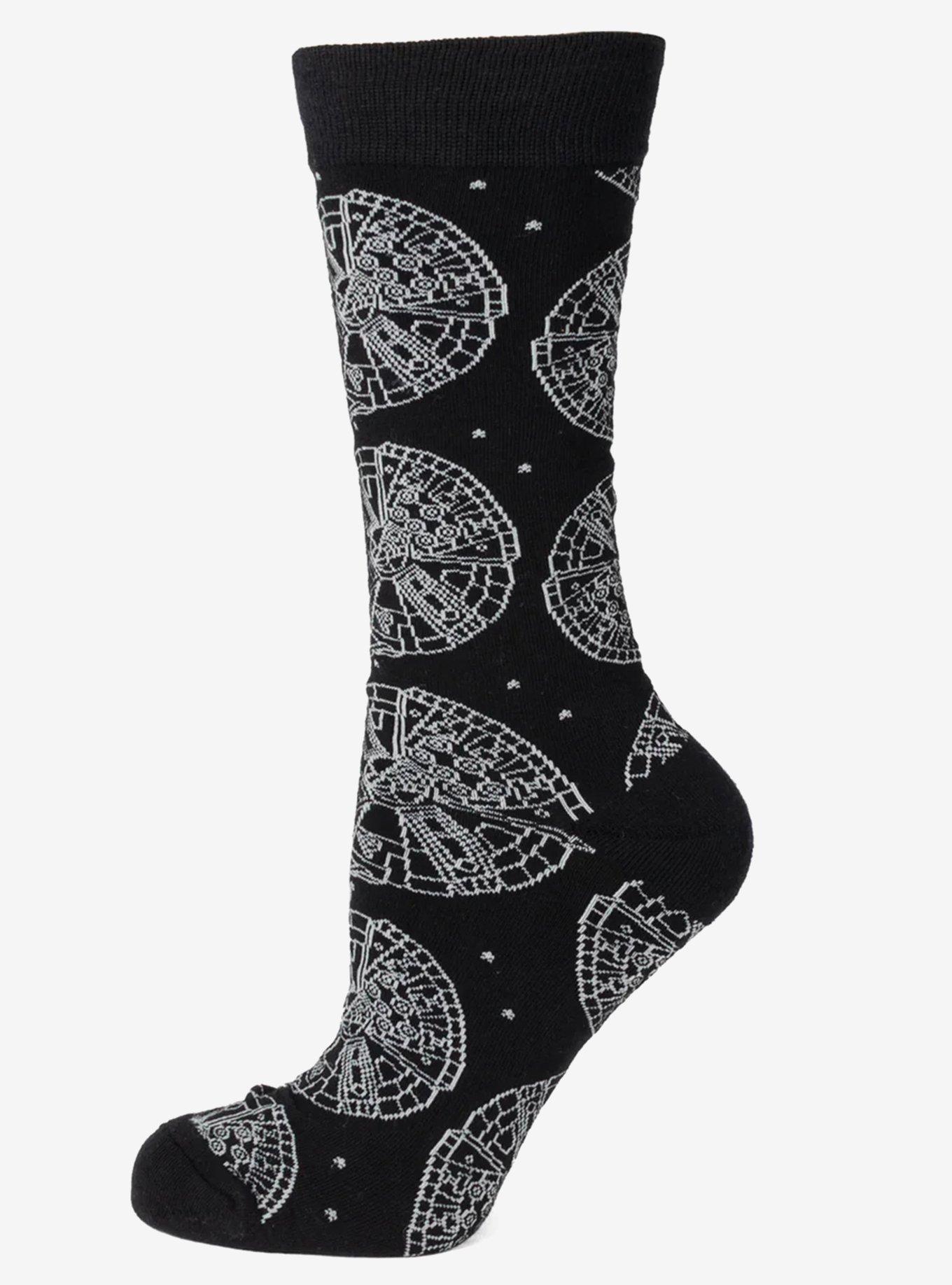 Star Wars Millennium Falcon Black Dress Socks and Lapel Pin Gift Set, , hi-res