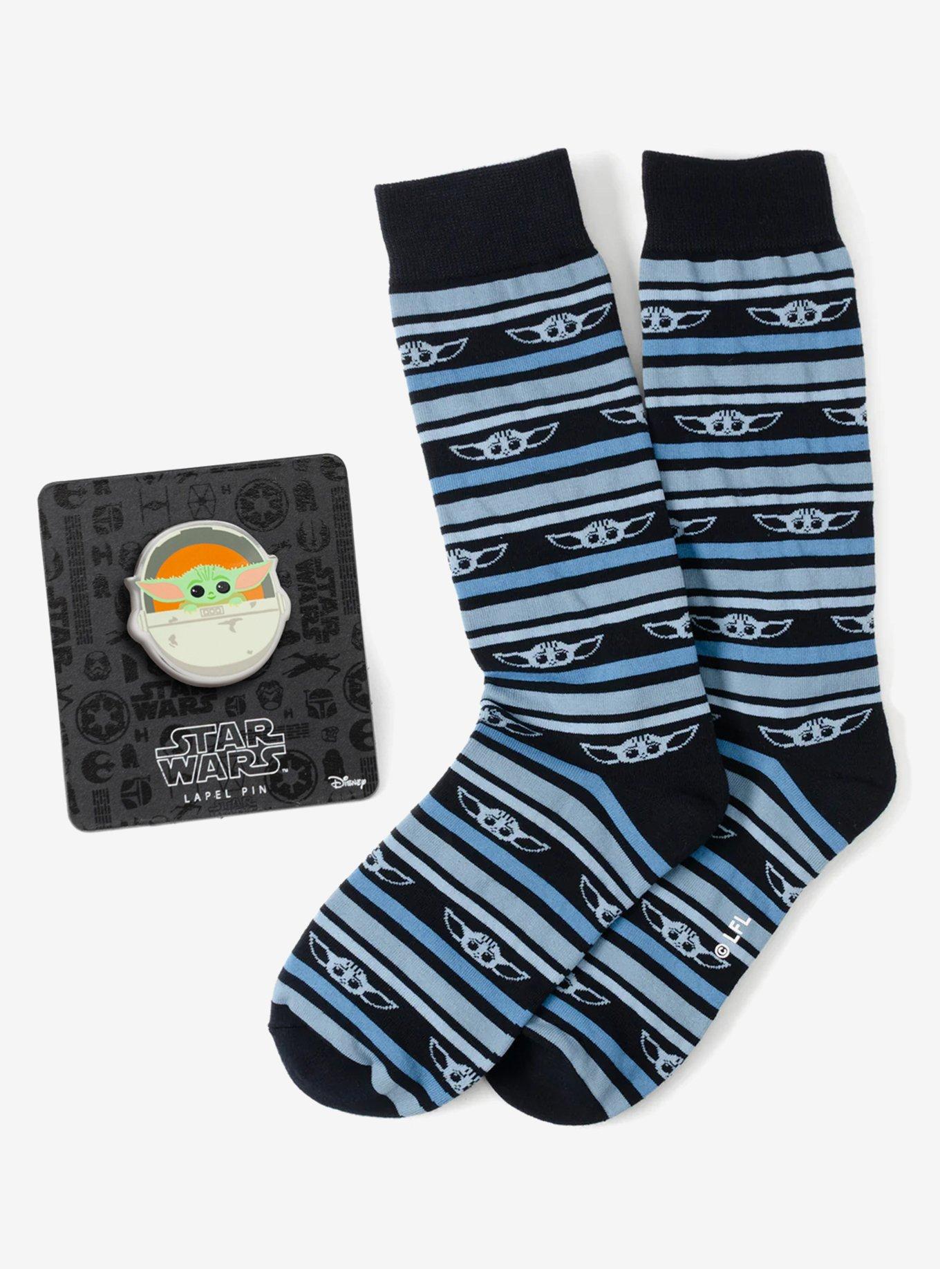 Star Wars Grogu Blue Striped Dress Socks and Lapel Pin Gift Set, , hi-res