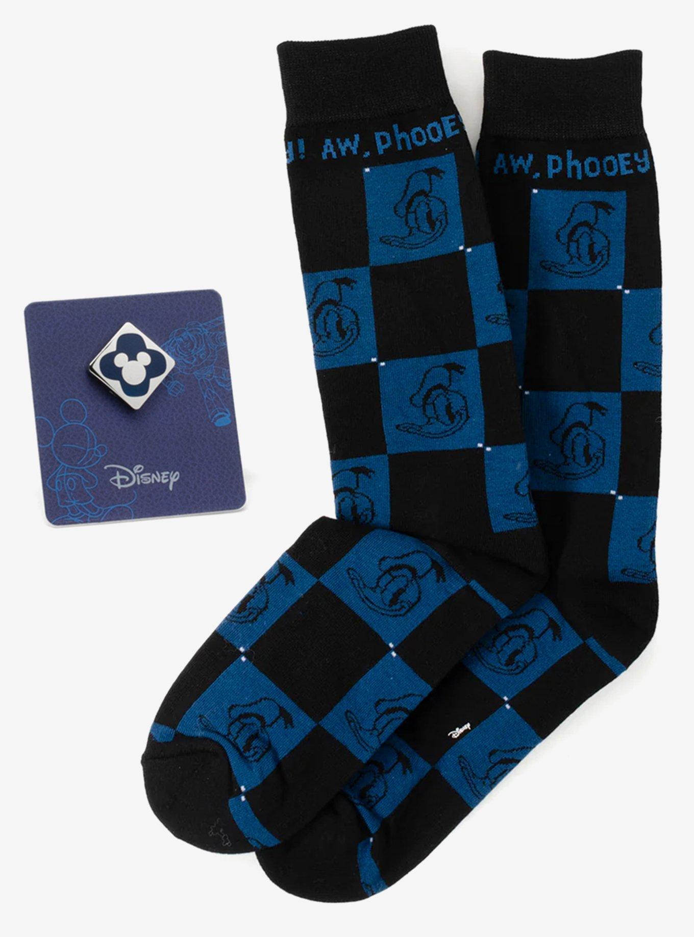 Disney Donald Duck Black Dress Socks & Blue Mickey Mouse Lapel Pin Gift Set, , hi-res