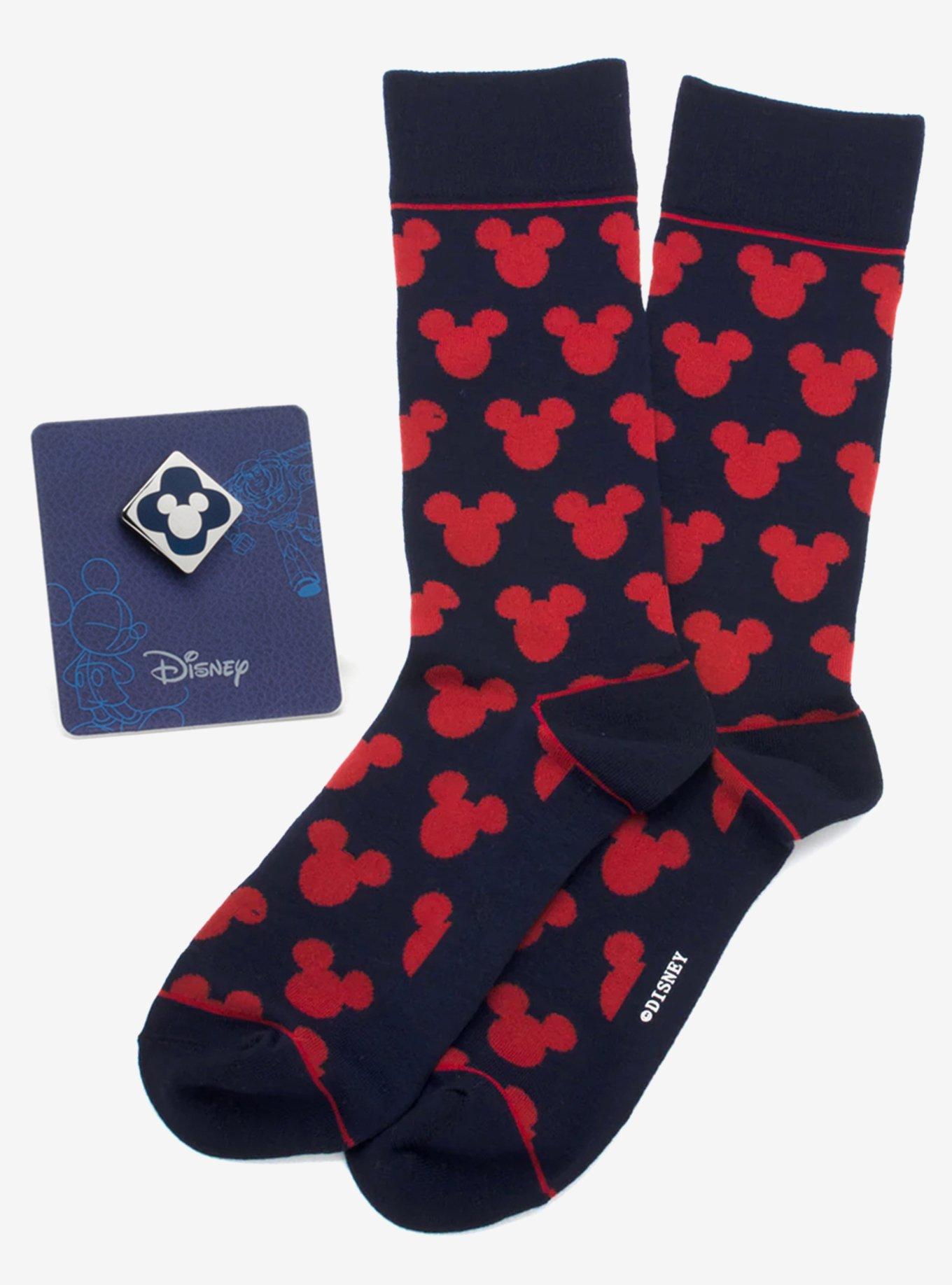 Disney Mickey Mouse Silhouette Blue Sock and Mickey Blue Lapel Pin Gift Set, , hi-res