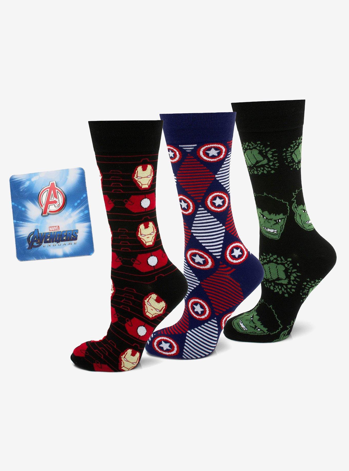 Marvel  Avengers Favorites 3 Pair Socks and Lapel Pin Gift Set, , hi-res