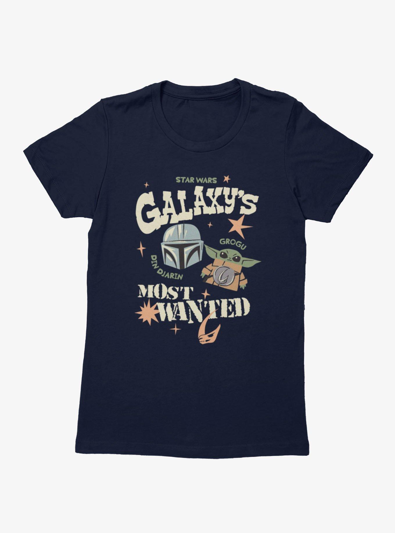 Star Wars The Mandalorian And Grogu Galaxys Most Wanted Cute Drawings Womens T-Shirt BoxLunch Exclusive, , hi-res