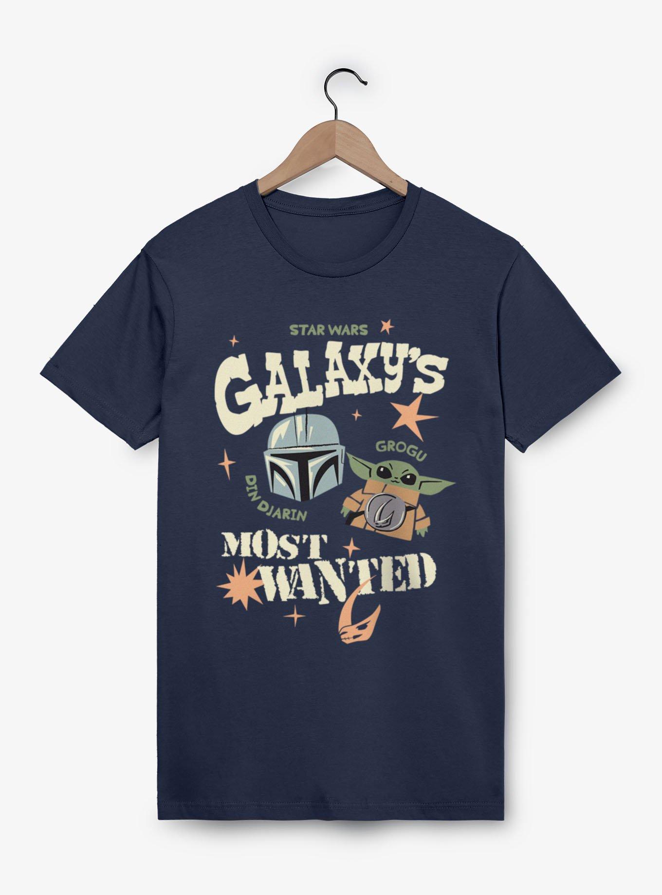 Star Wars The Mandalorian And Grogu Galaxys Most Wanted Cute Drawings T-Shirt BoxLunch Exclusive, , hi-res