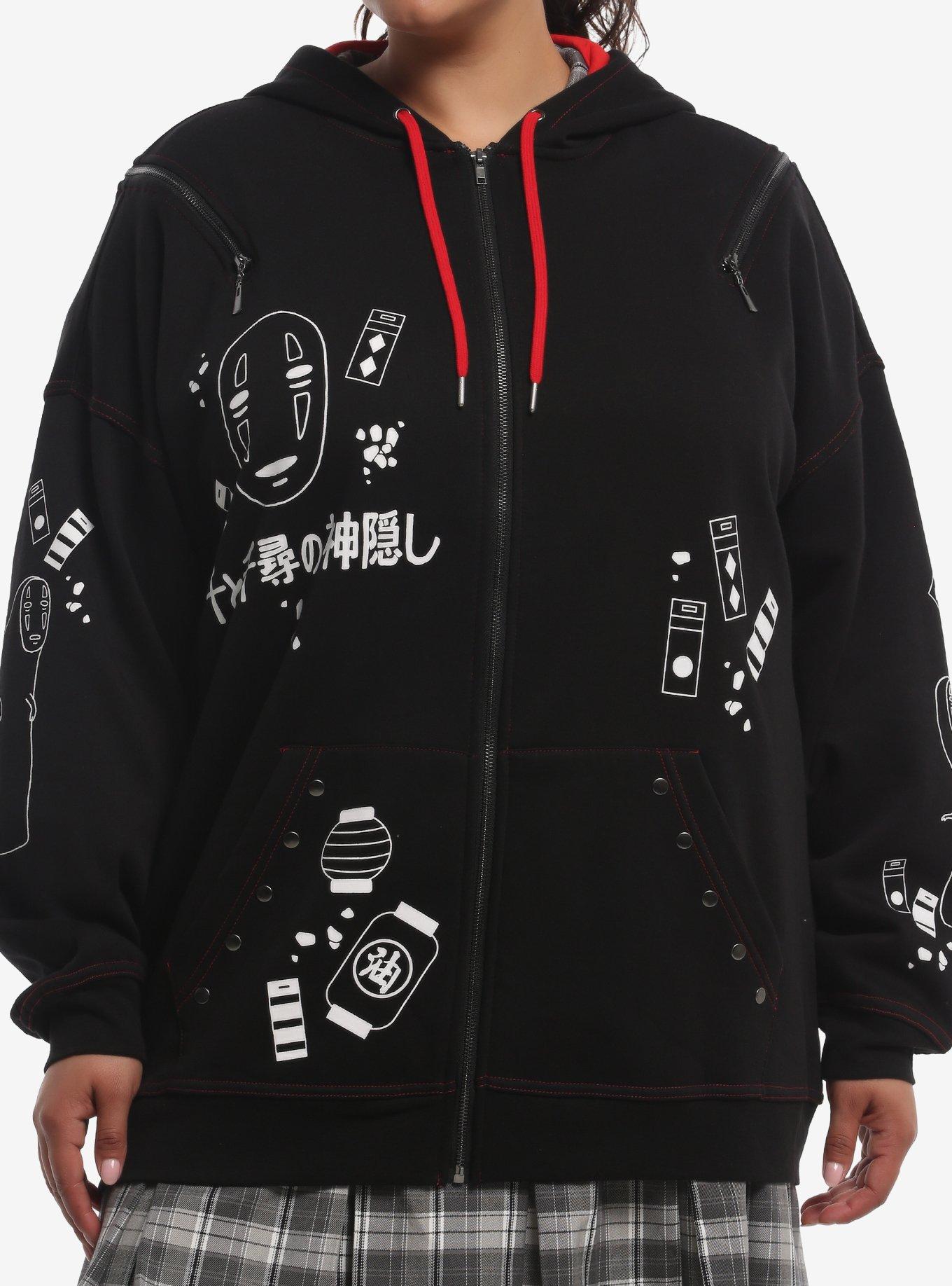 Studio Ghibli® Spirited Away No-Face Girls Cold-Shoulder Oversized Hoodie Plus Size