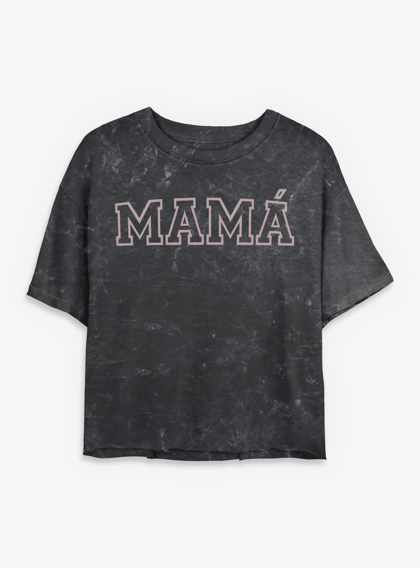 Mama College Girls Mineral Wash Crop T-Shirt, , hi-res