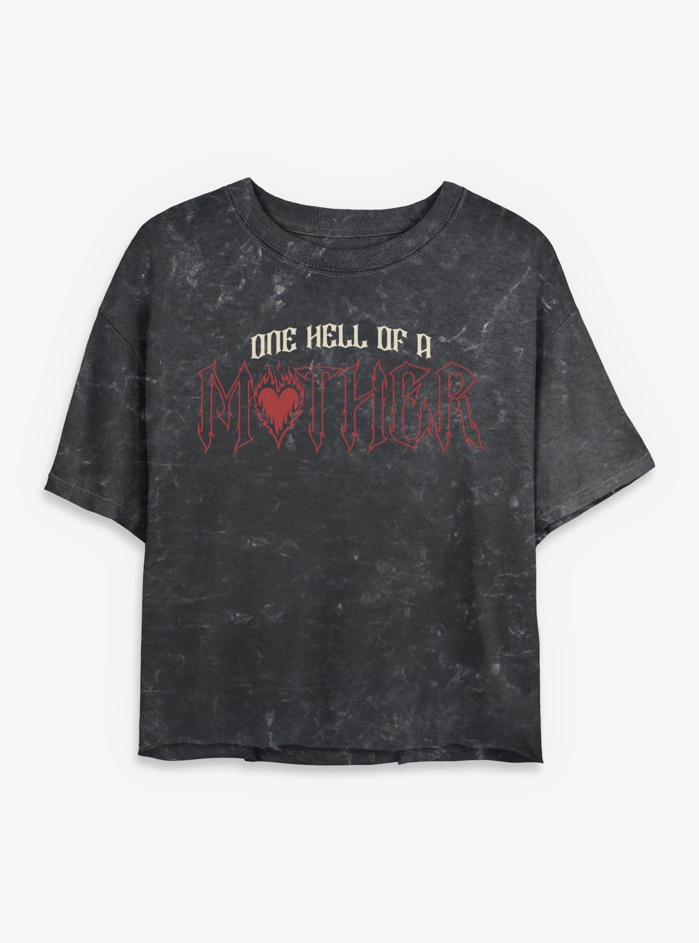 Hell Of A Mother Girls Mineral Wash Crop T-Shirt, , hi-res