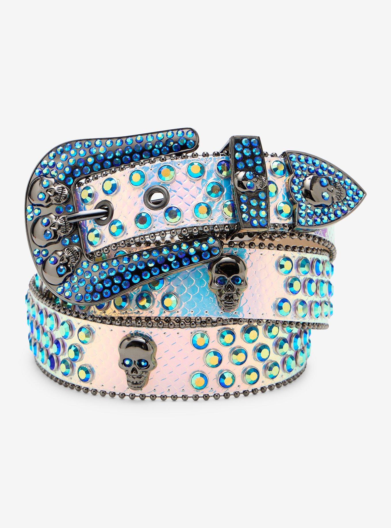Iridescent Skull Rhinestone Belt