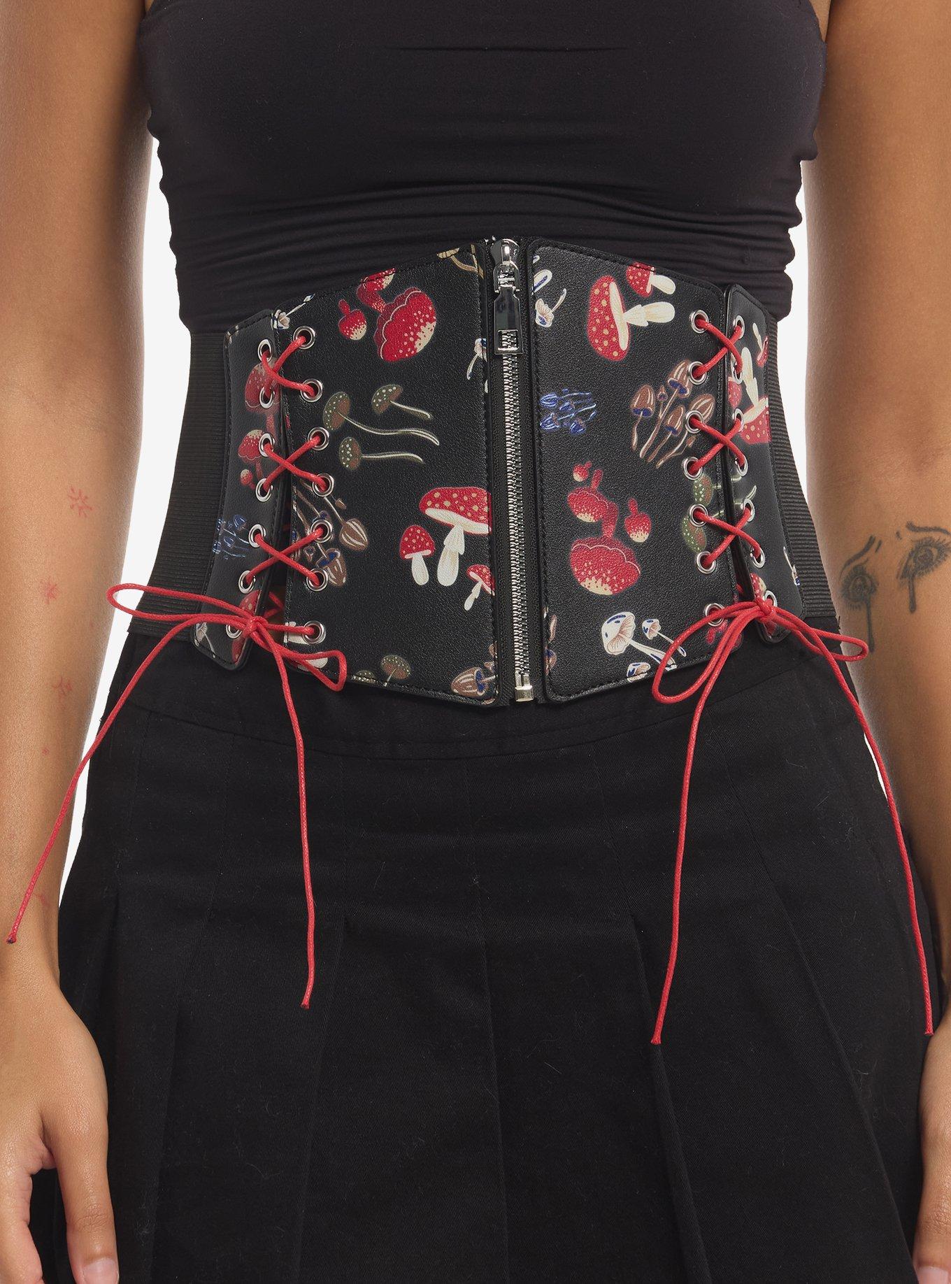 Red Mushroom Lace-Up Corset Belt