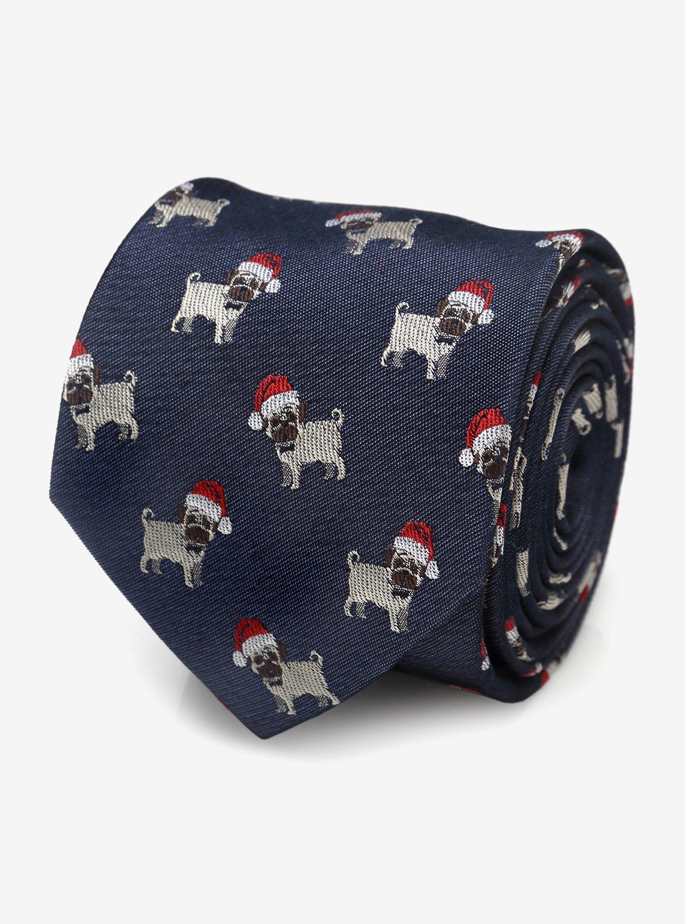 Santa Pug Men's Silk Tie, , hi-res