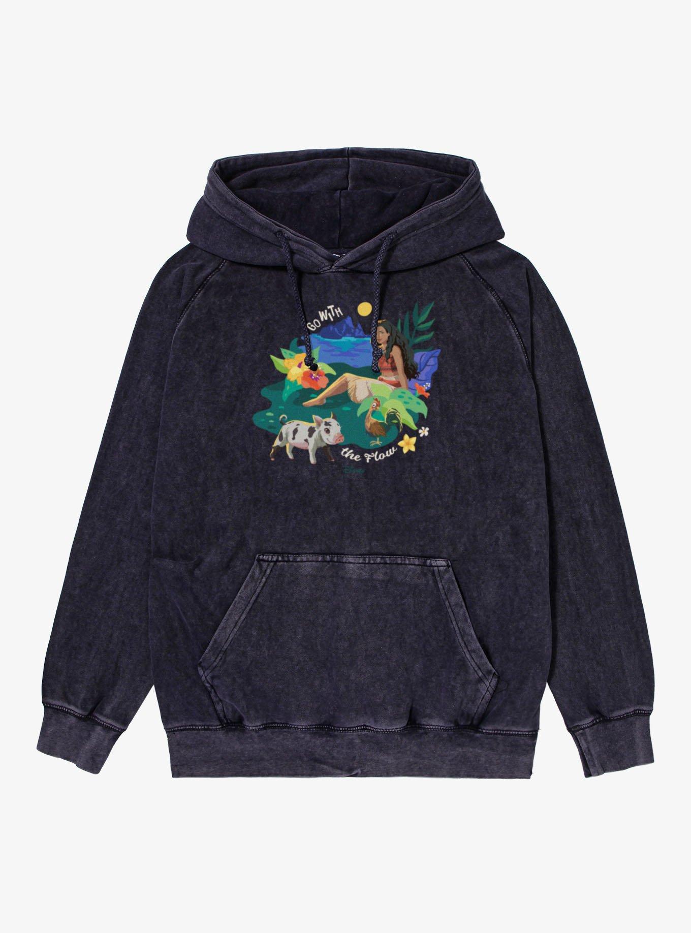 Disney Moana Go With The Flow Vintage Mineral Washed Hoodie, , hi-res