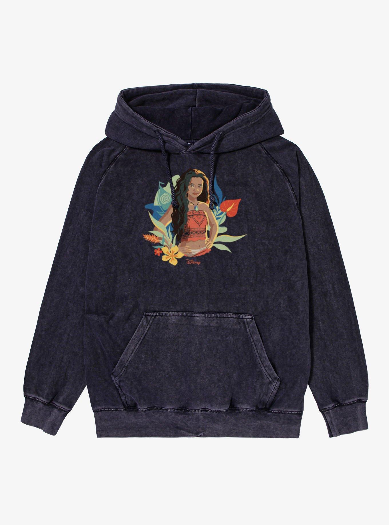 Disney Moana Floral Portrait Vintage Mineral Washed Hoodie, , hi-res