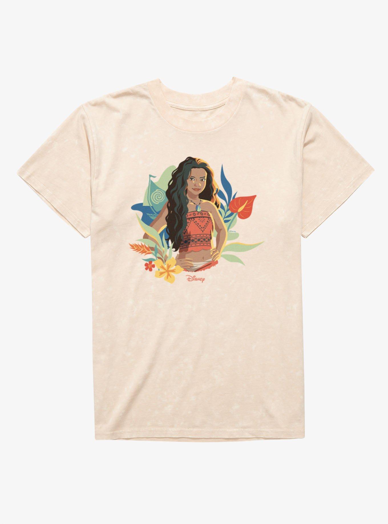 Disney Moana Floral Portrait Mineral Wash T-Shirt, , hi-res