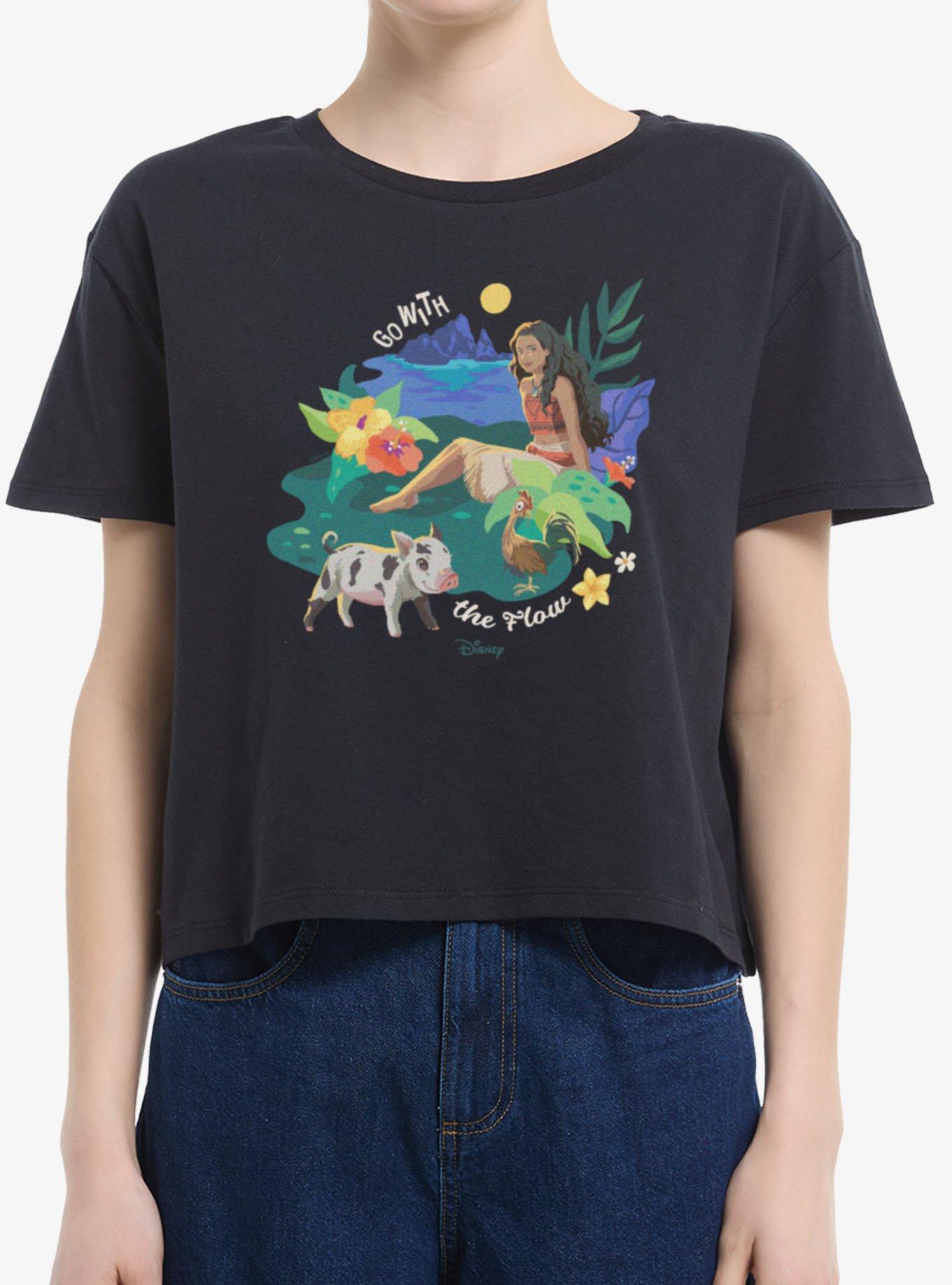Disney Moana Go With The Flow Womens Boxy Crop T-Shirt, , hi-res