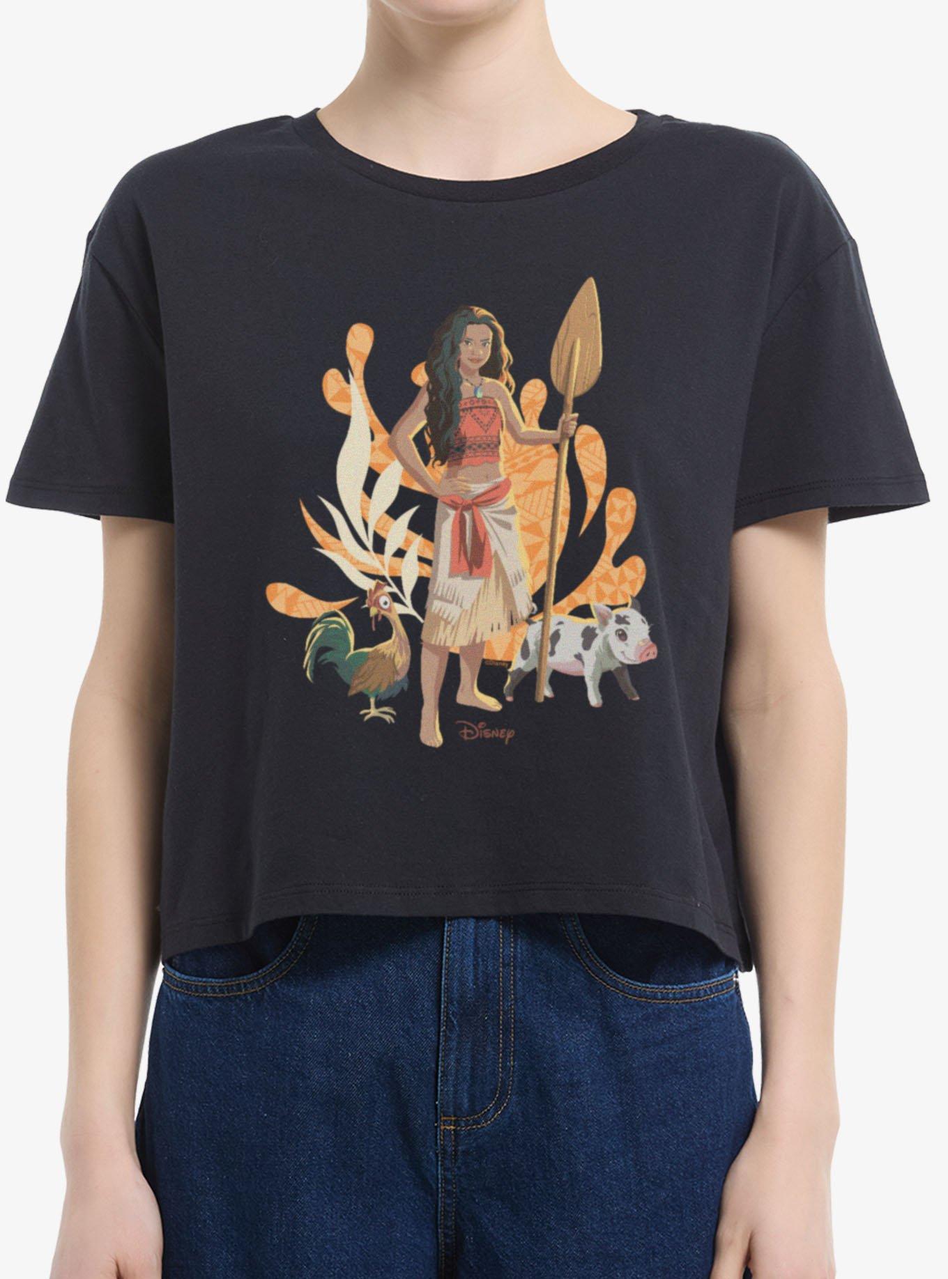 Disney Moana With Hei Hei And Pua Womens Boxy Crop T-Shirt, , hi-res