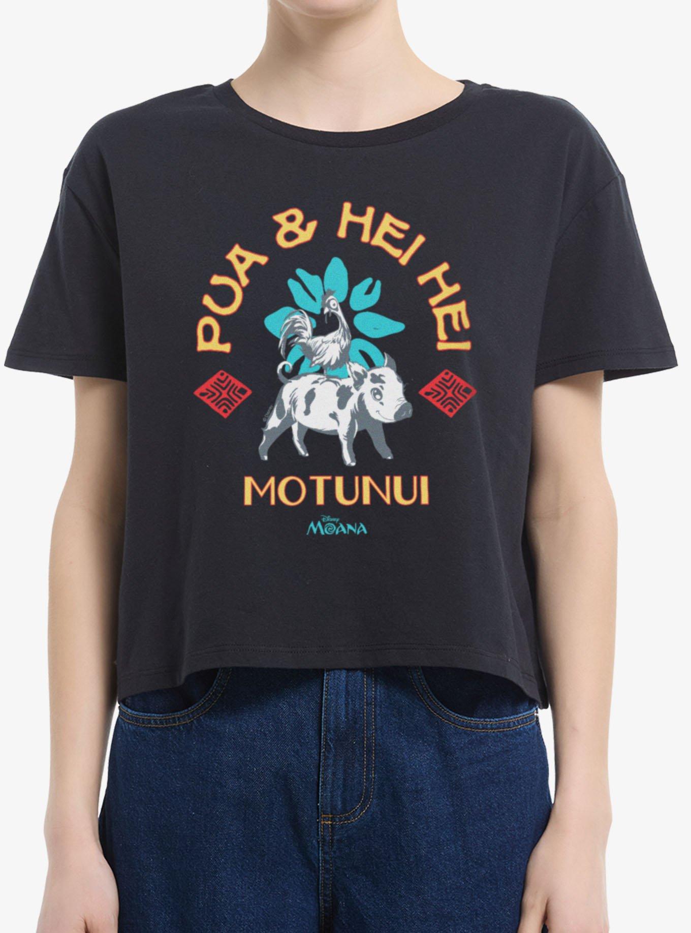 Disney Moana Pua And Hei Hei Ride Motunui Womens Boxy Crop T-Shirt Box Lunch Exclusive, , hi-res
