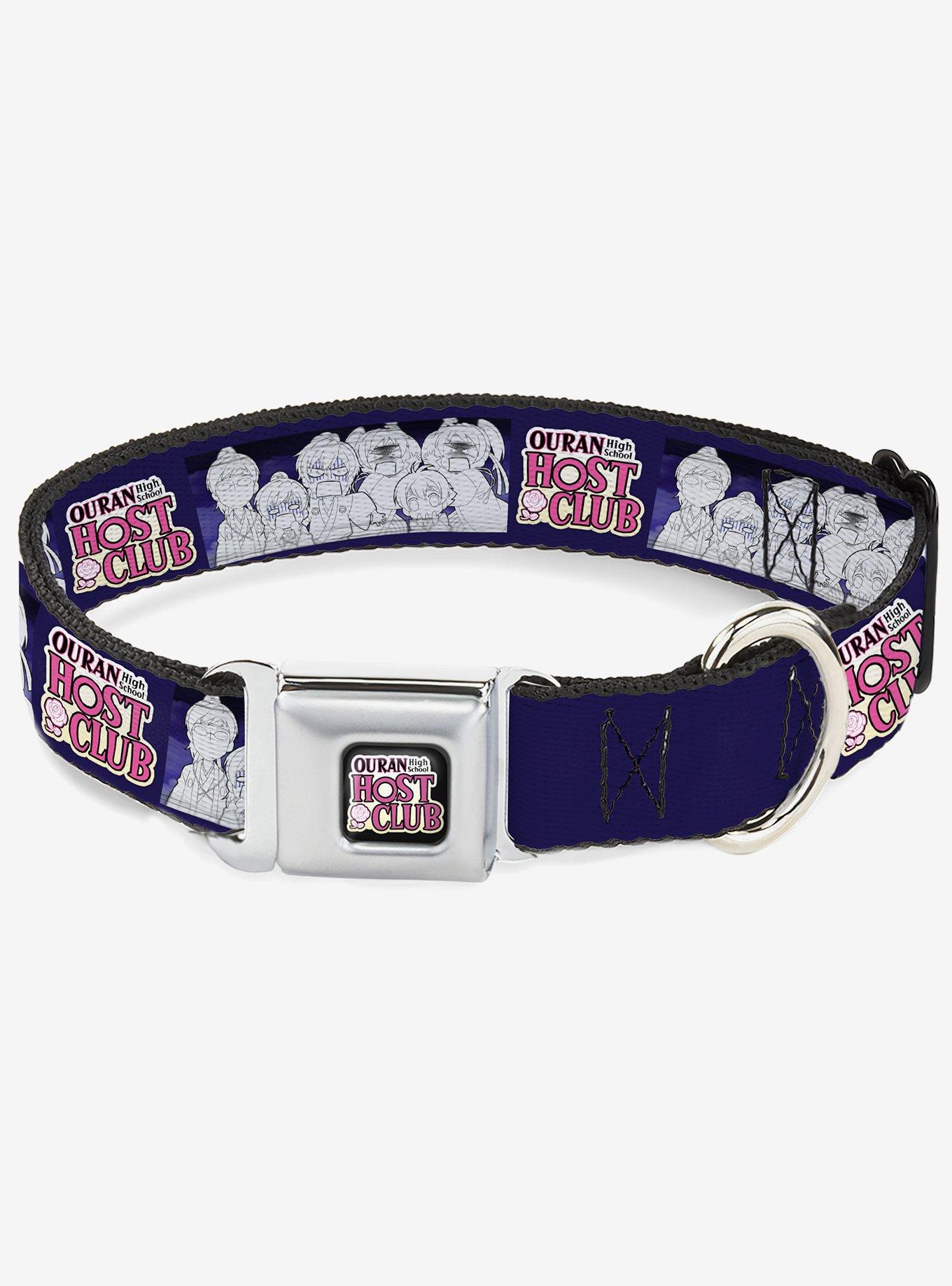 Ouran High School Host Club Character Doodle and Logo Violet Seatbelt Buckle Dog Collar, , hi-res