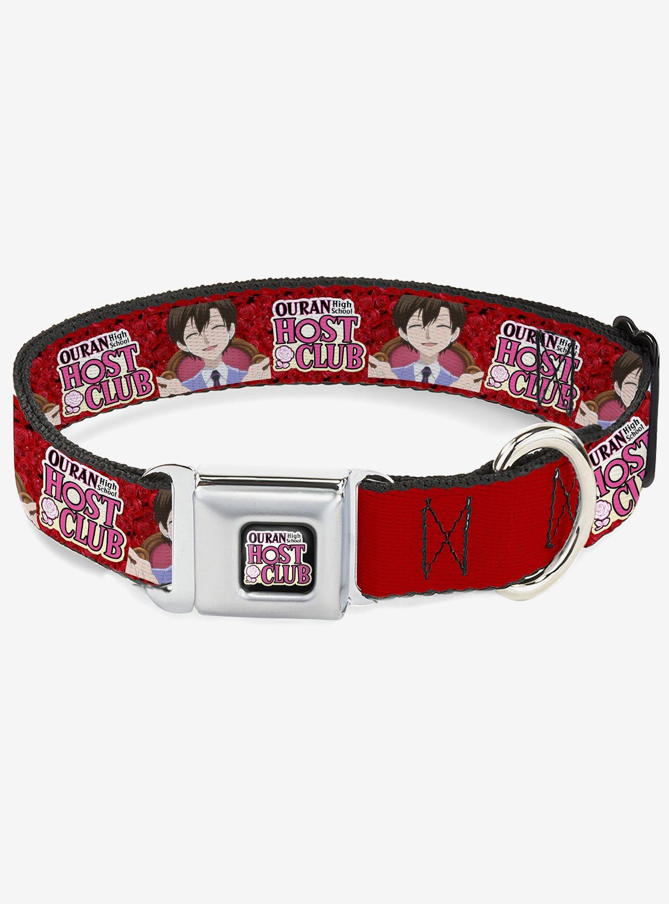 Ouran High School Host Club Haruhi Smiling Pose with Roses and Logo Seatbelt Buckle Dog Collar, , hi-res
